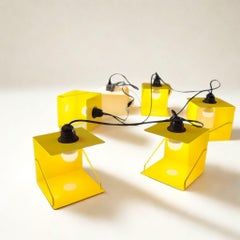Industrial modular yellow metal table lamp five lights, Italy, 1980s