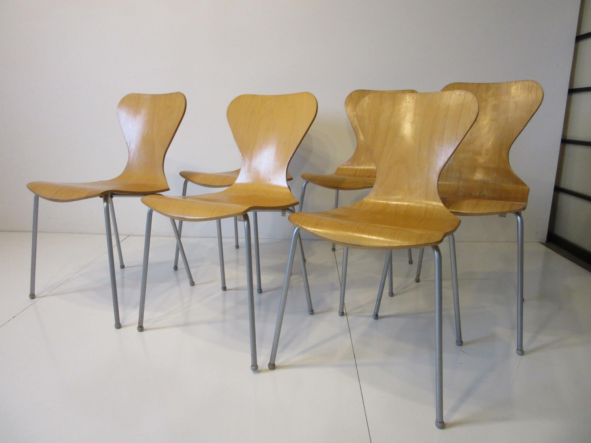 Industrial Molded Plywood Dining Chairs 3