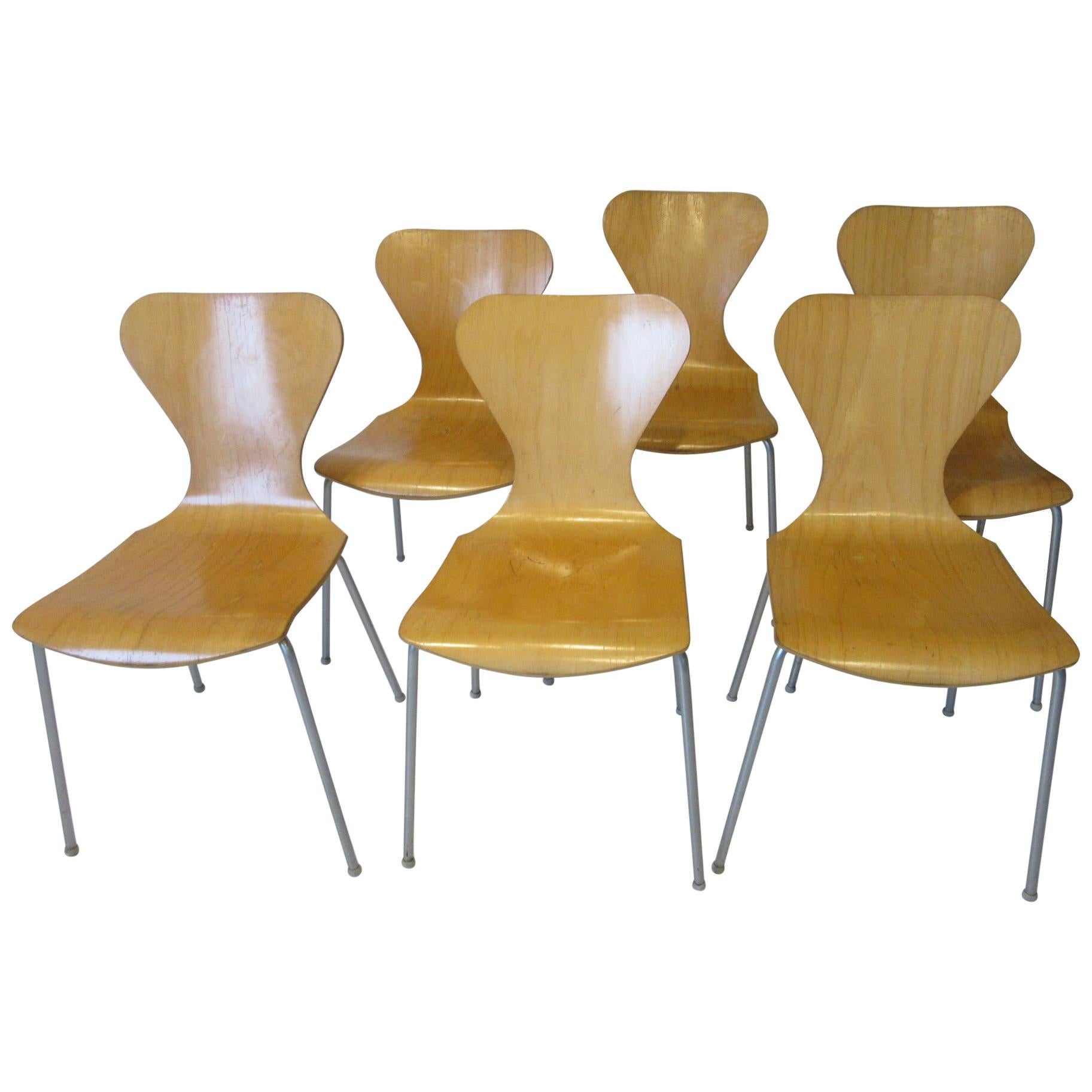 Industrial Molded Plywood Dining Chairs