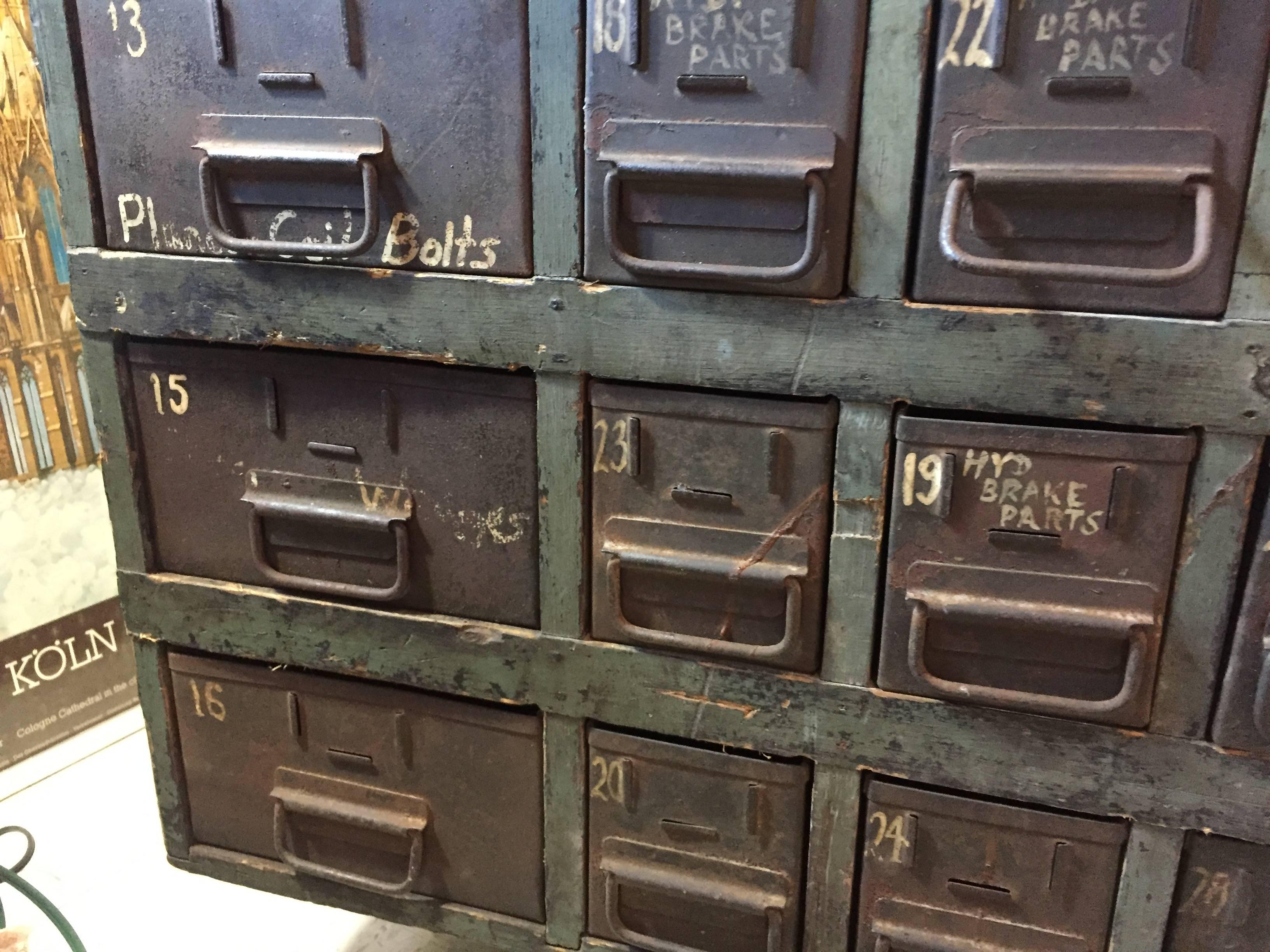 Early 20th Century Industrial Multi Drawer Cabinet For Sale