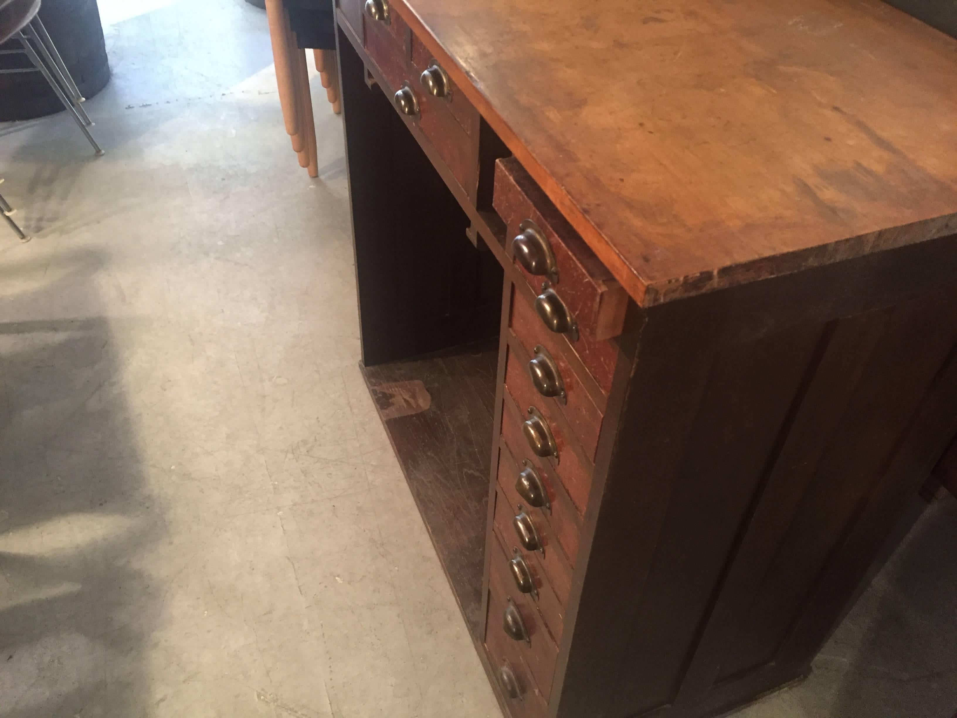 Industrial Multi Drawer Cabinet Jewellers Desk In Excellent Condition For Sale In North Beninngton, VT