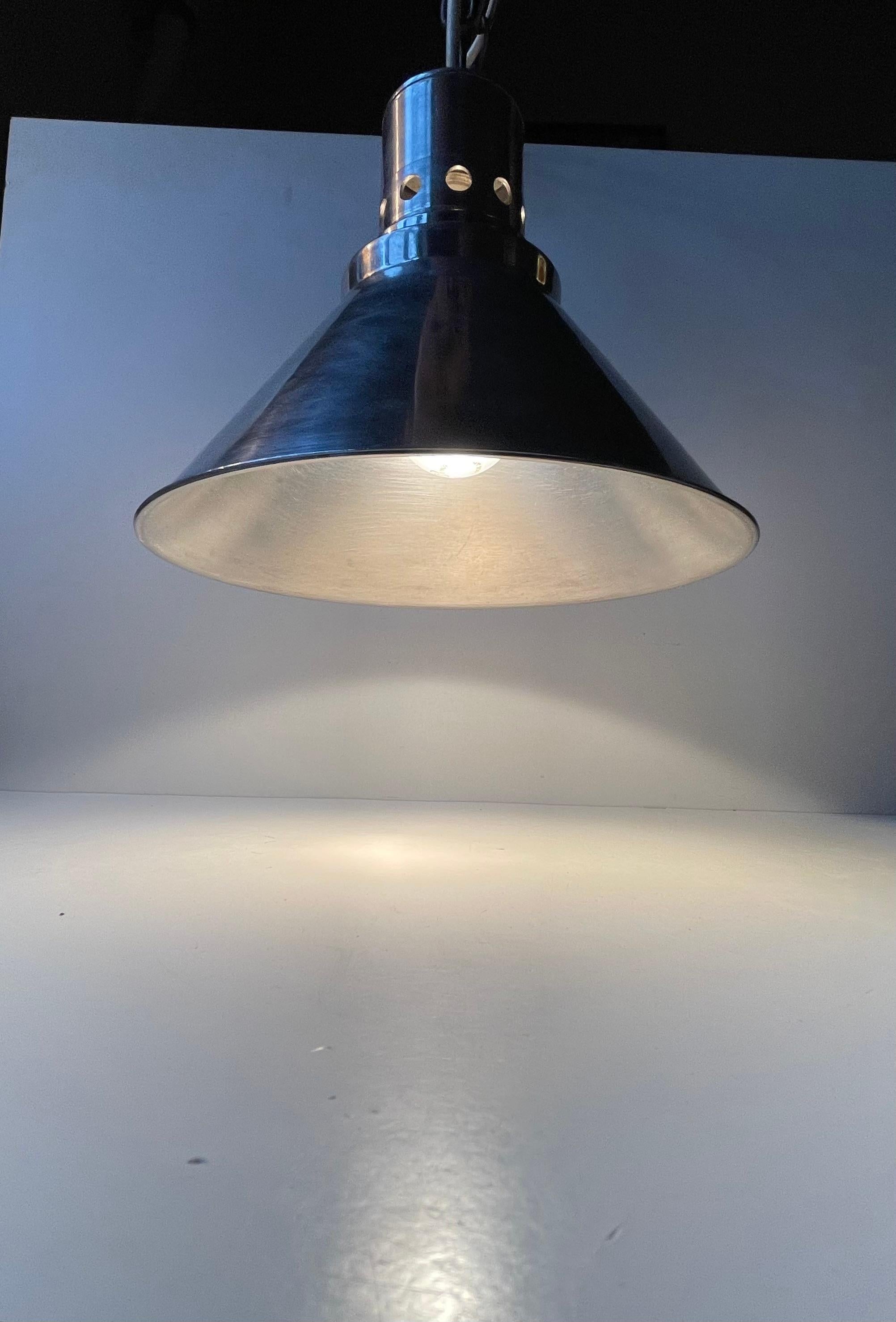 Danish Industrial - Nautical Aluminium Ceiling Lamp by Nordisk Solar Denmark, 1940s For Sale