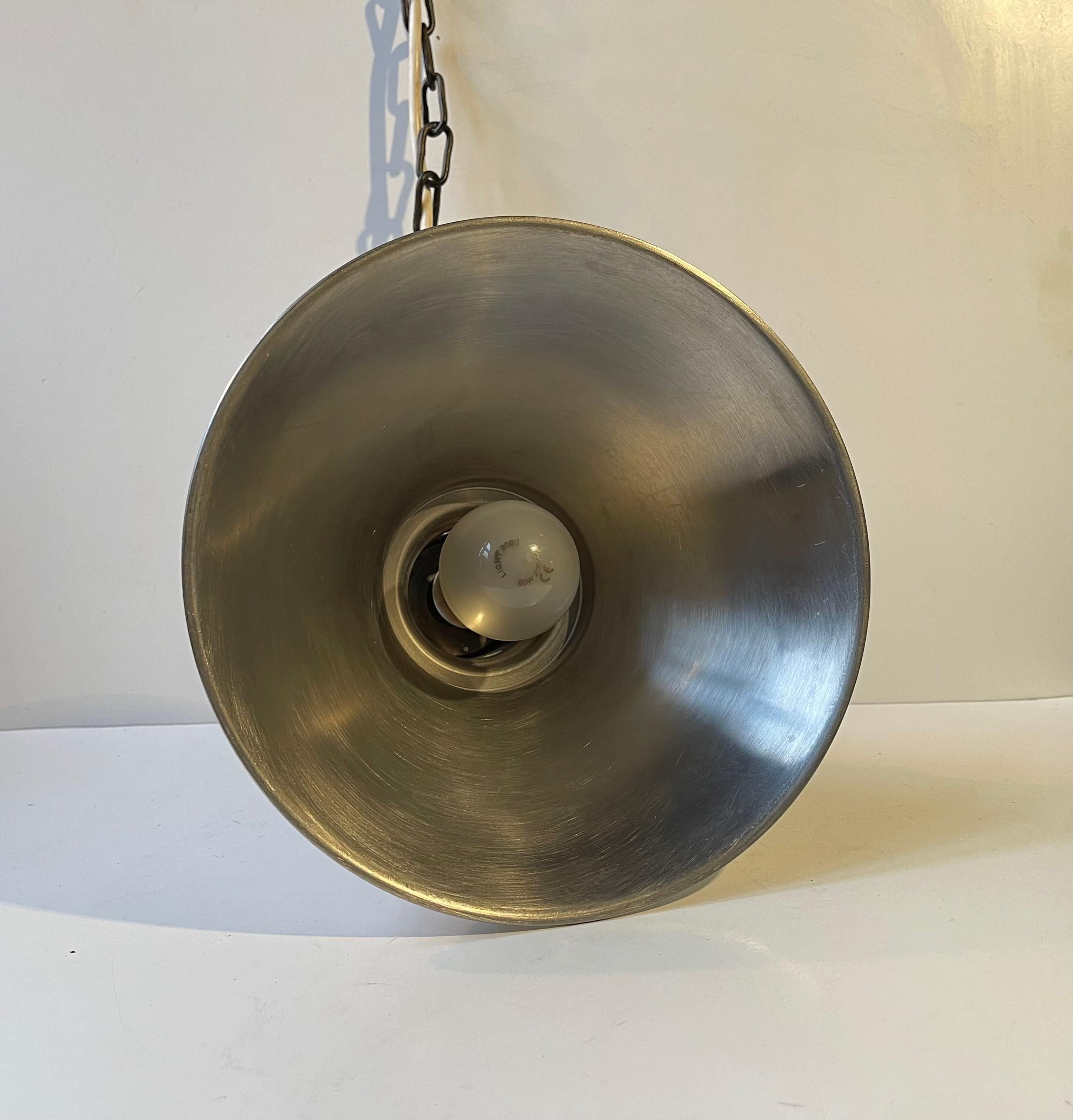 Aluminum Industrial - Nautical Aluminium Ceiling Lamp by Nordisk Solar Denmark, 1940s For Sale