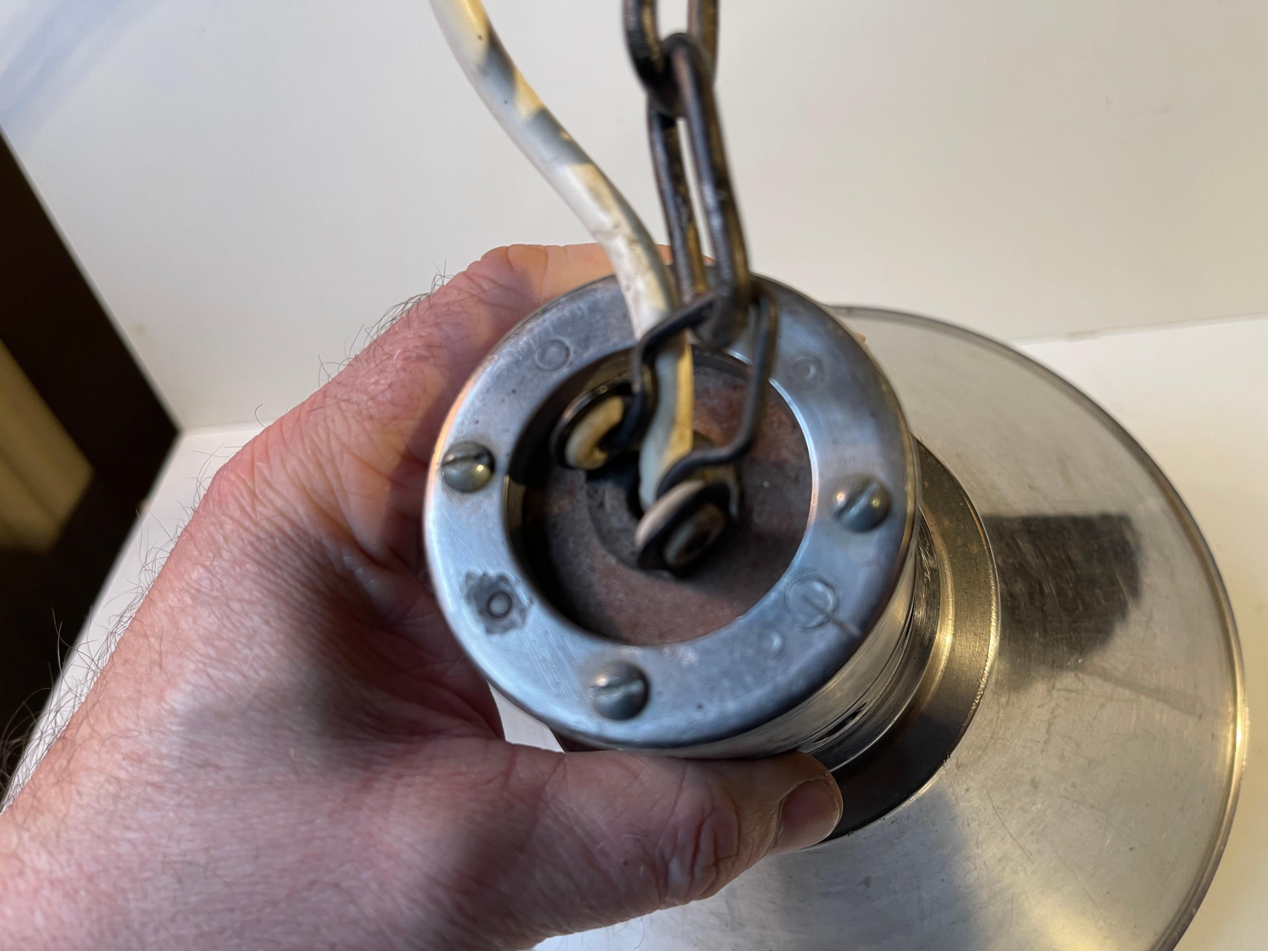 Industrial - Nautical Aluminium Ceiling Lamp by Nordisk Solar Denmark, 1940s For Sale 1