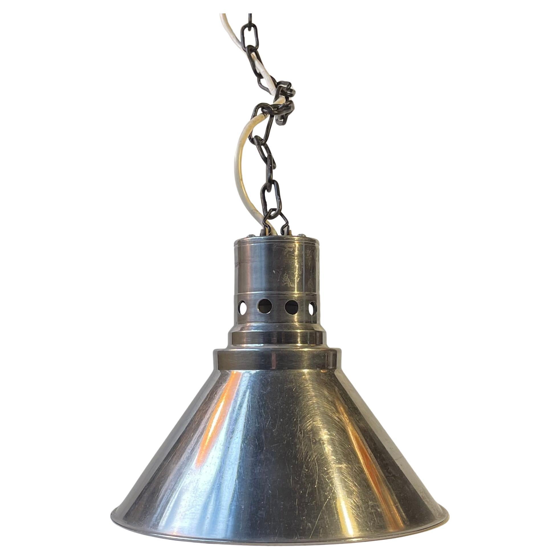 Industrial - Nautical Aluminium Ceiling Lamp by Nordisk Solar Denmark, 1940s For Sale