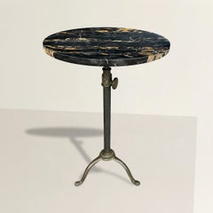 Industrial Nero Portoro Top Adjustable Side Table
