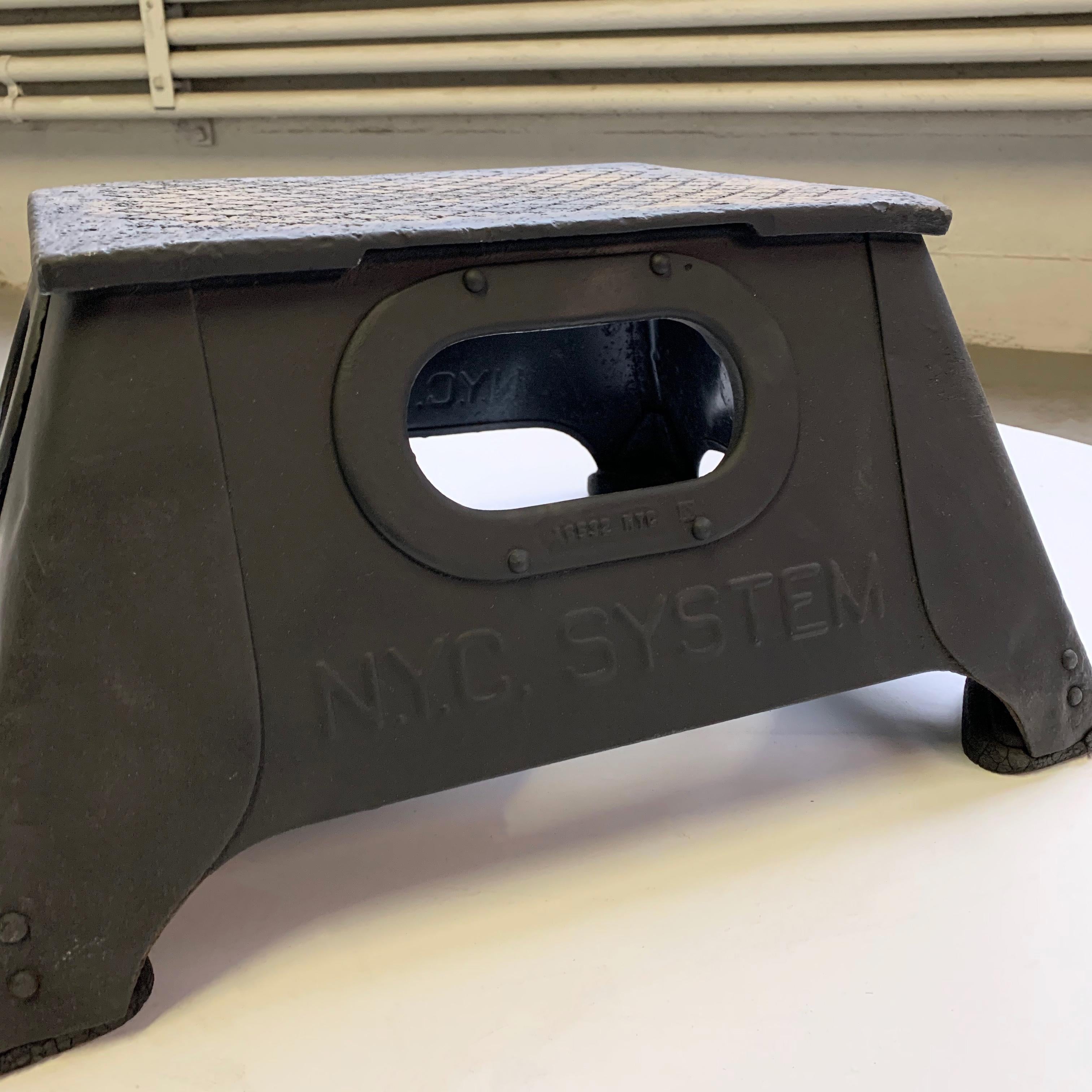 Painted Industrial New York City System Steel Train Stool