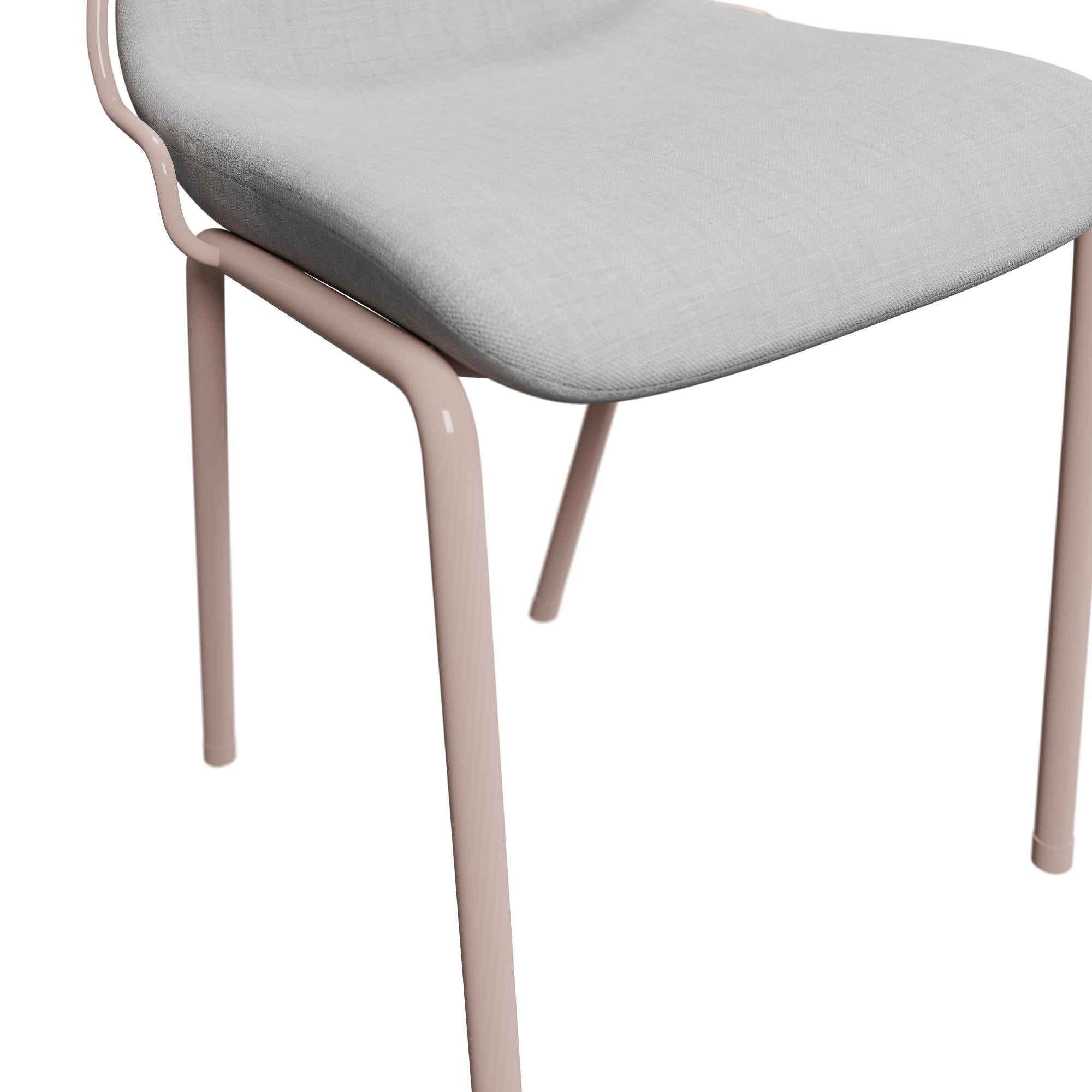 Portoghese Sgabello industriale con finitura nuda DUV e tessuto crema realizzato a mano da Fabrice in vendita