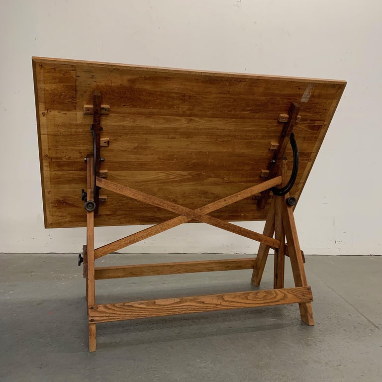 Industrial Oak and Maple Adjustable Drafting Table at 1stDibs maple