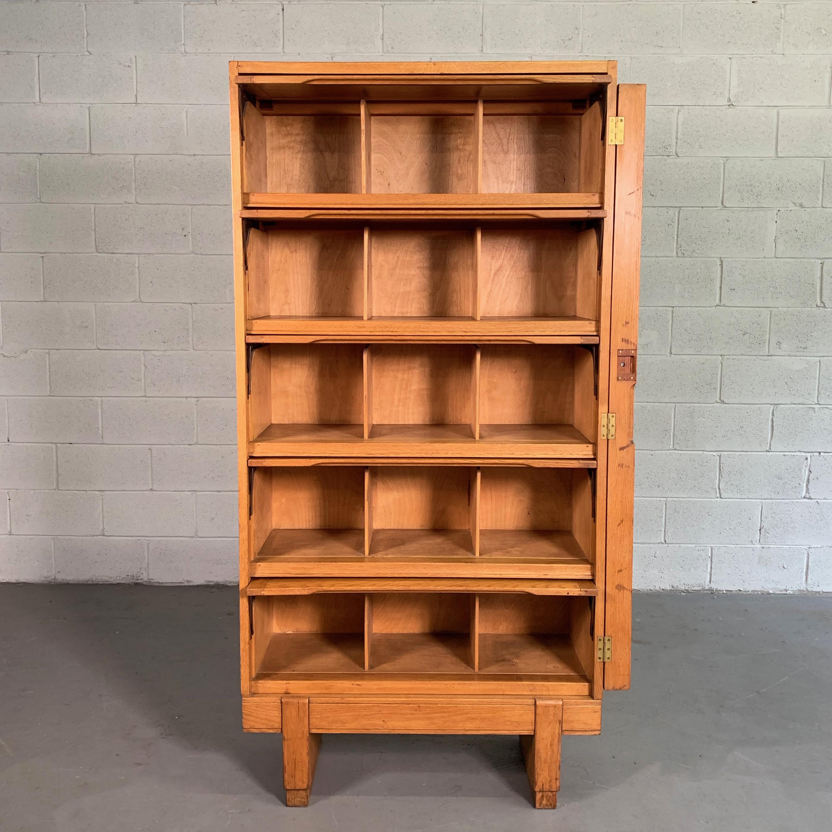 Industrial Oak Barrister Bookcase Document Cabinet In Good Condition In Brooklyn, NY