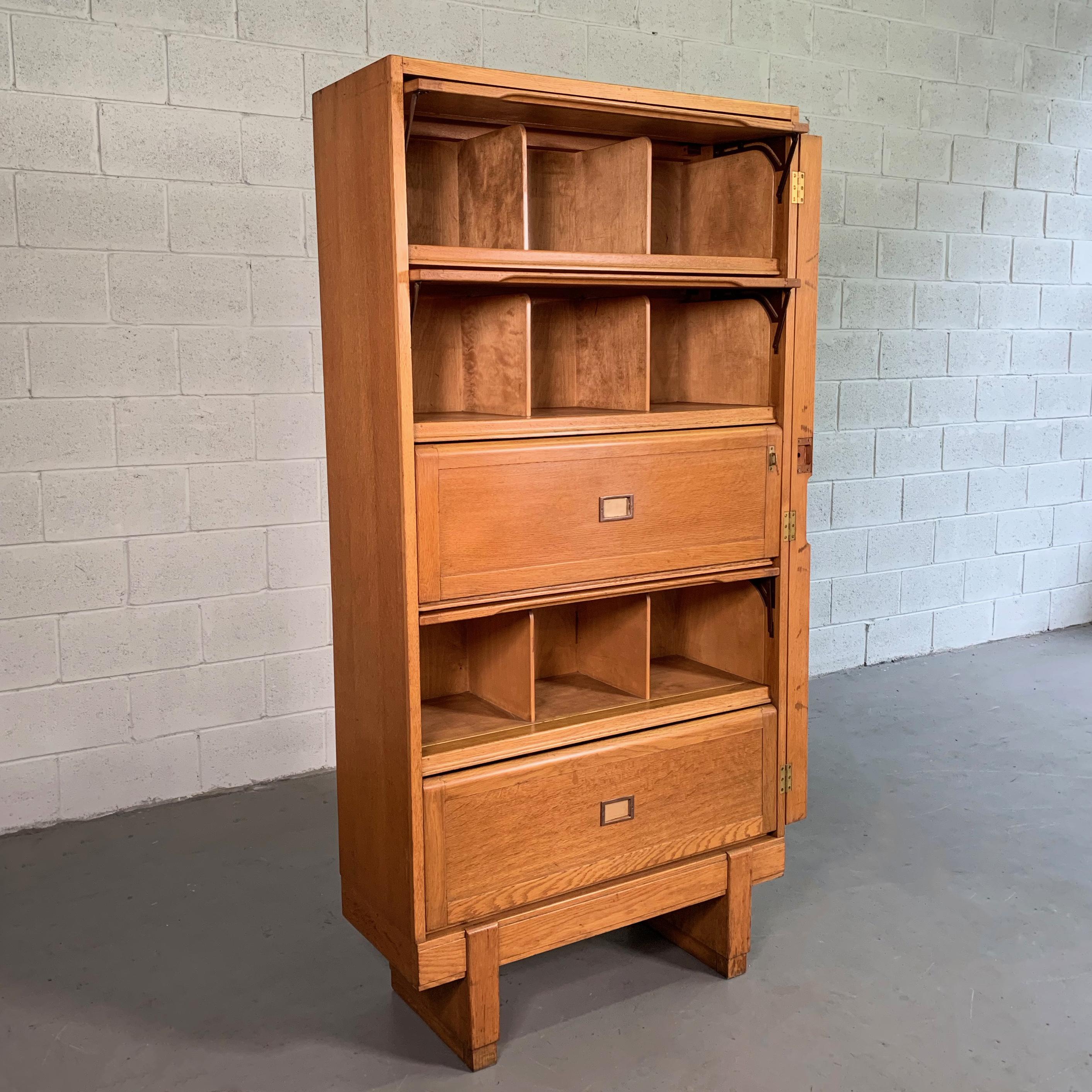 Industrial Oak Barrister Bookcase Document Cabinet 2