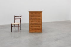 Industrial Oak Filing Cabinet with Brass Handles, United Kingdom, 1920s