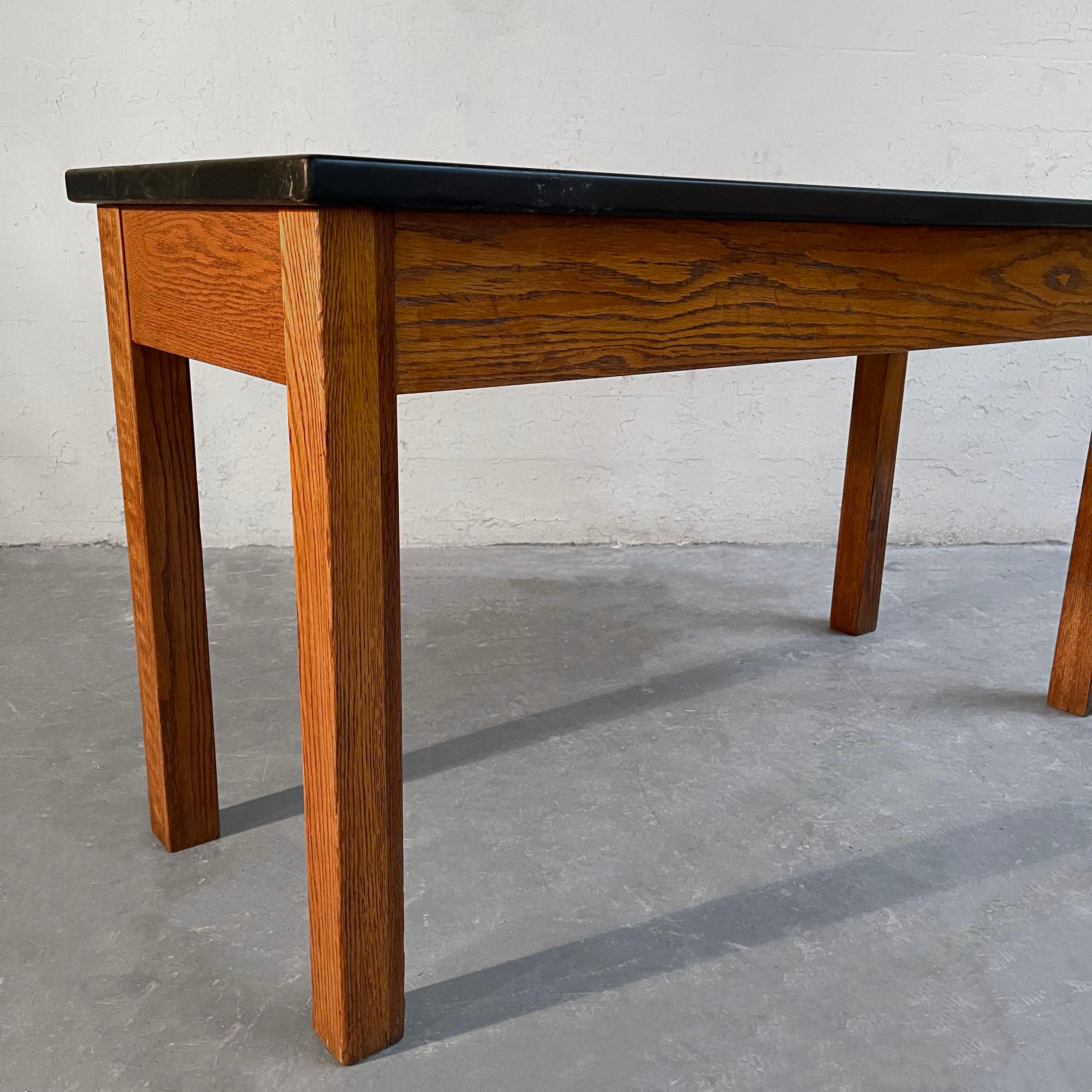 Industrial Oak Laboratory Console Table For Sale 5