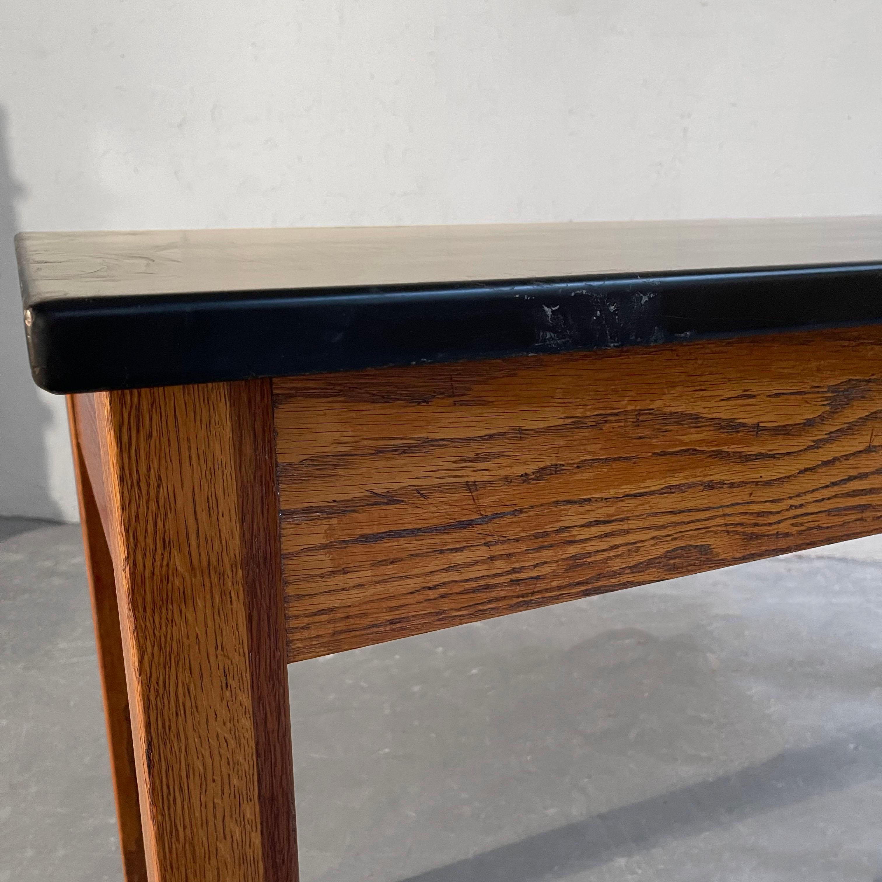 Industrial Oak Laboratory Console Table For Sale 6