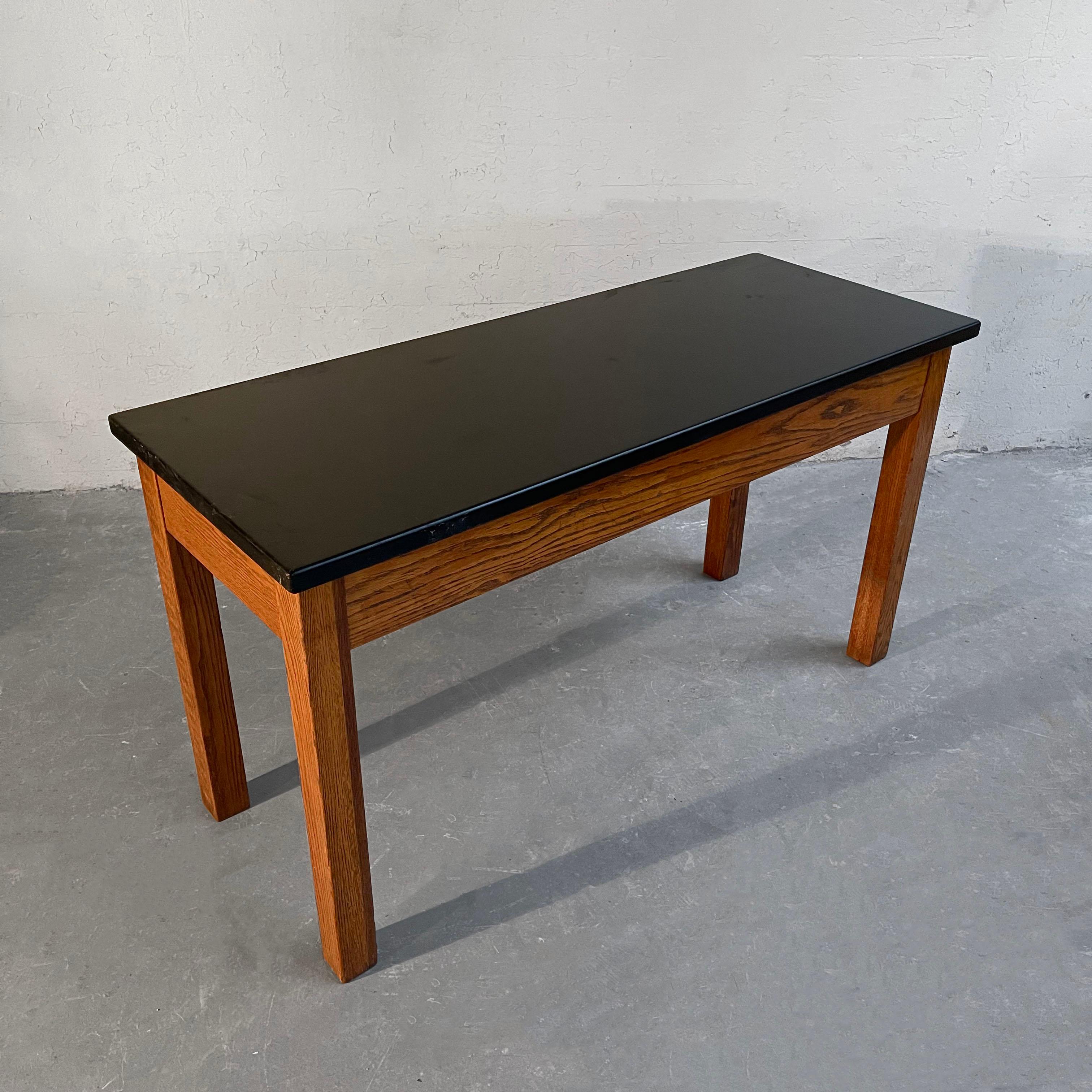 Laminate Industrial Oak Laboratory Console Table For Sale