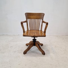 Industrial Oak Swivel Chair, 1900's
