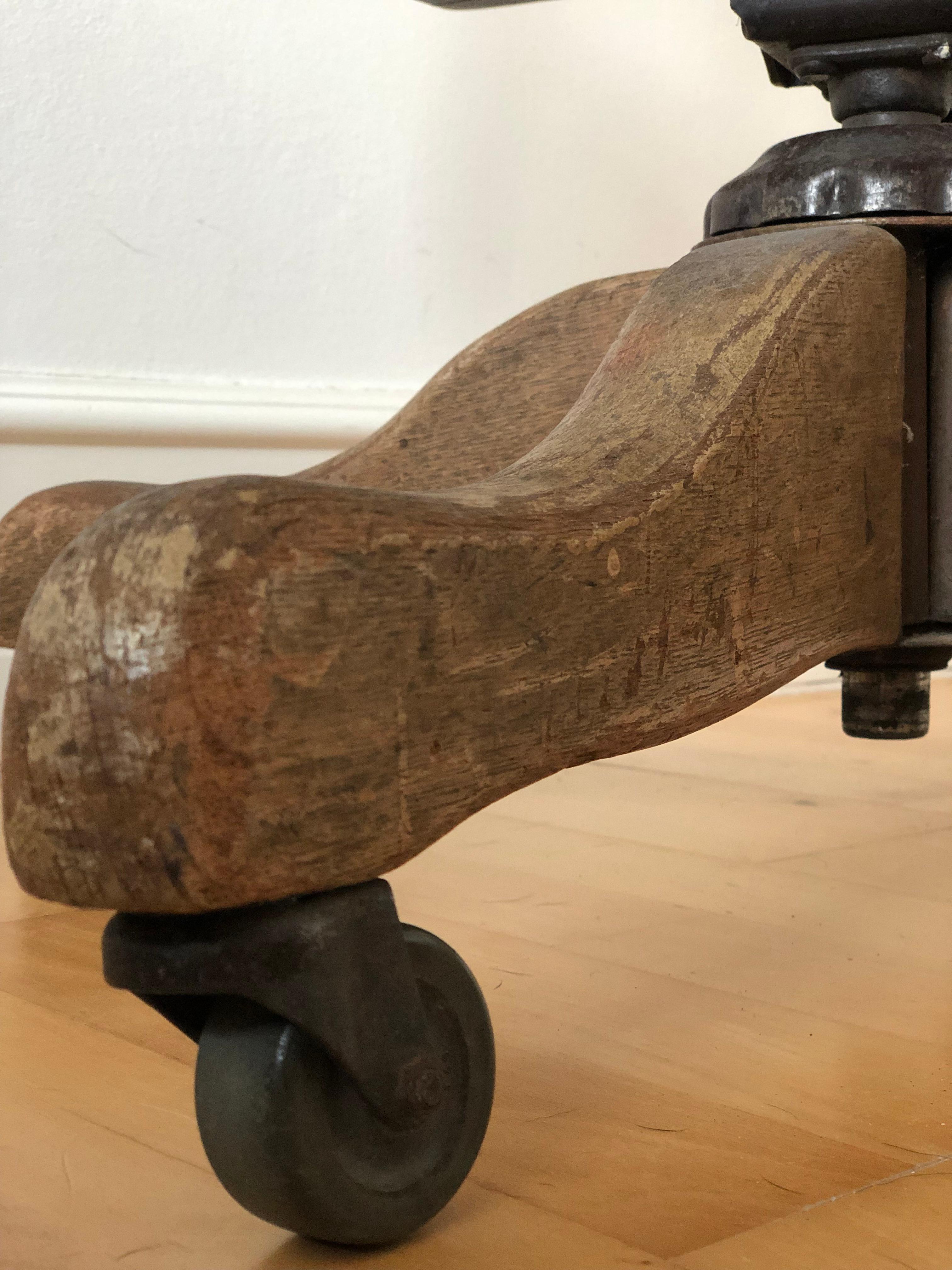 Industrial Oak Swivel Desk Chair with Spindle Back 1920s Germany 2