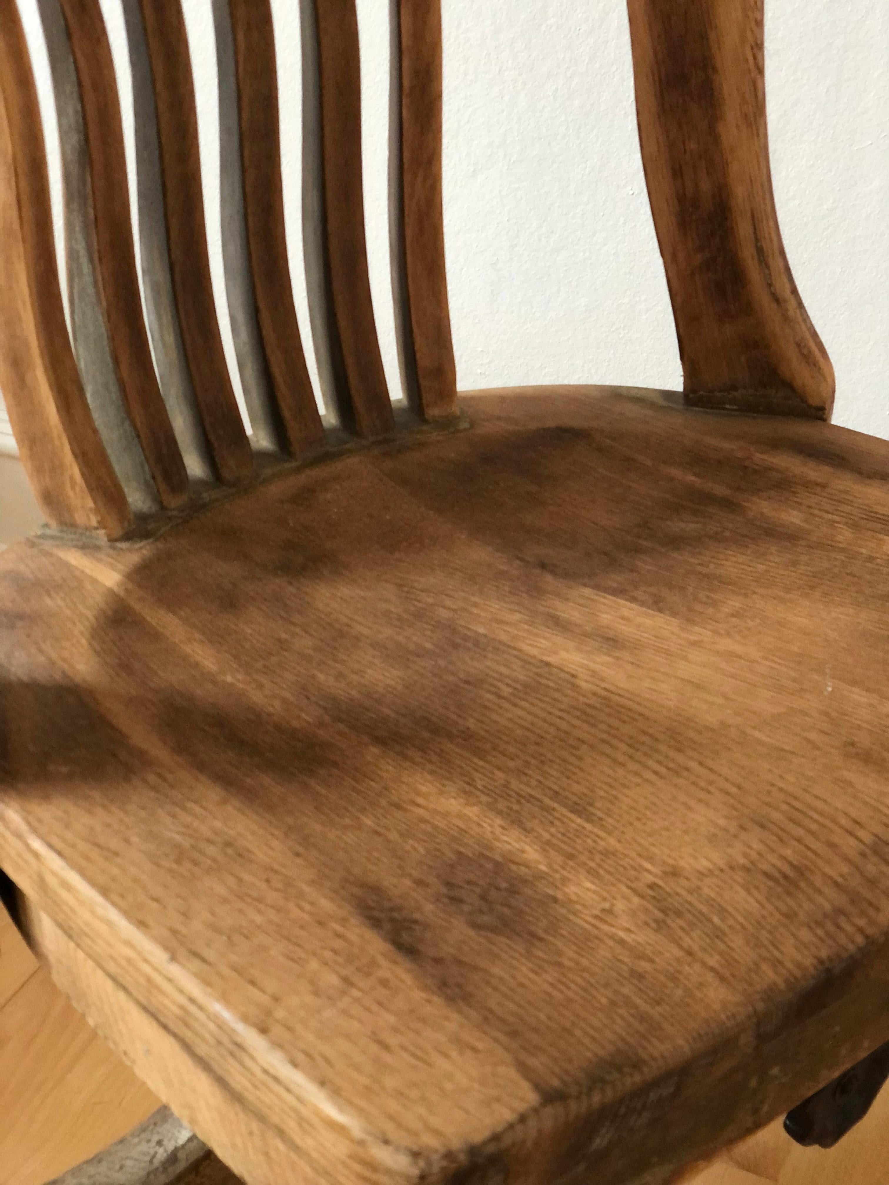 Industrial Oak Swivel Desk Chair with Spindle Back 1920s Germany 3