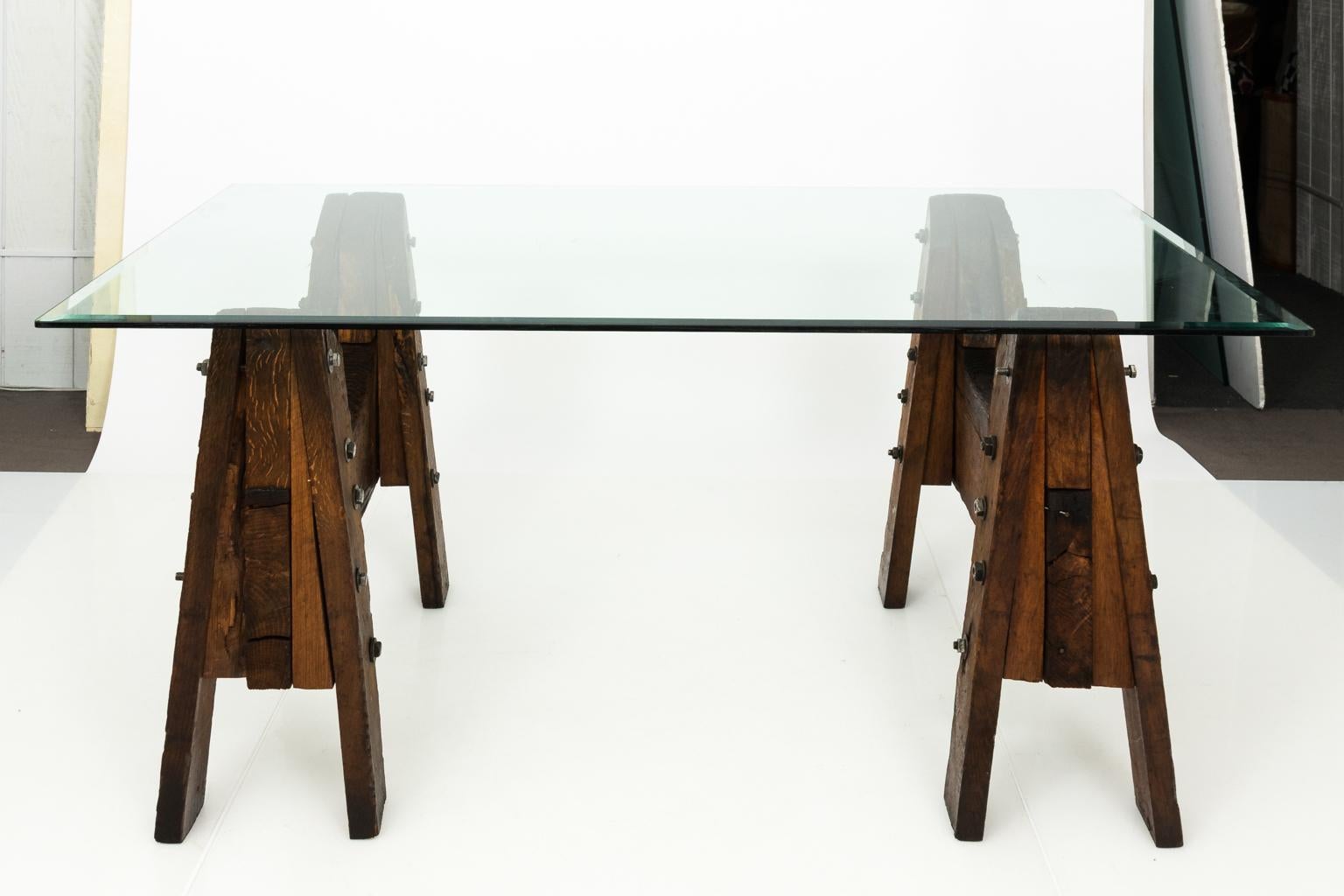 Industrial Oak Table In Good Condition For Sale In Stamford, CT