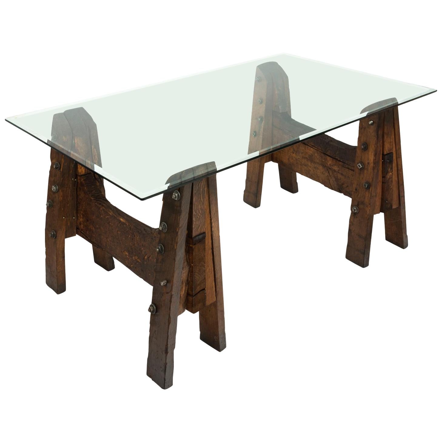 Industrial Oak Table For Sale