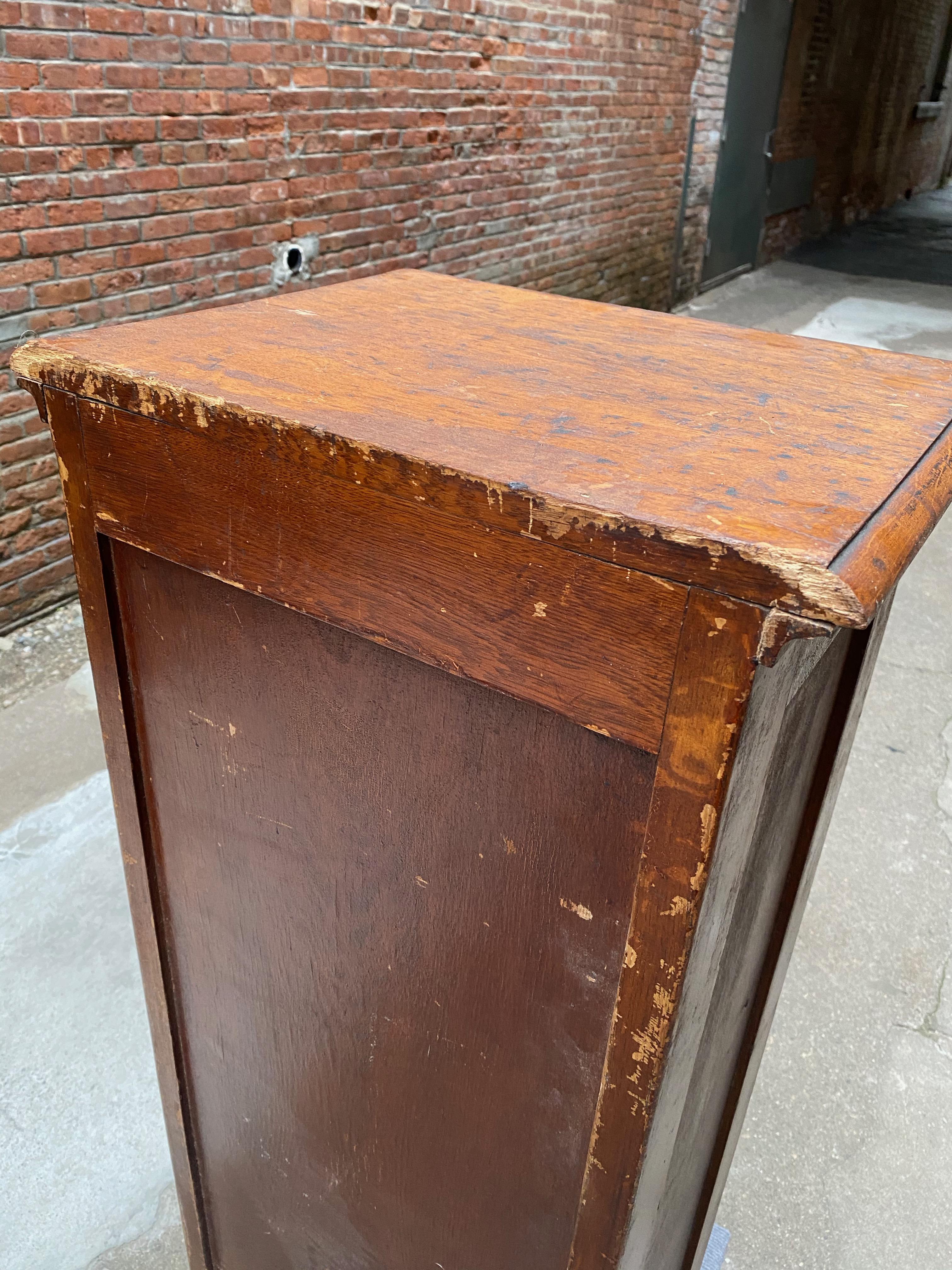 Industrial Oak Tambour File Cabinet 4