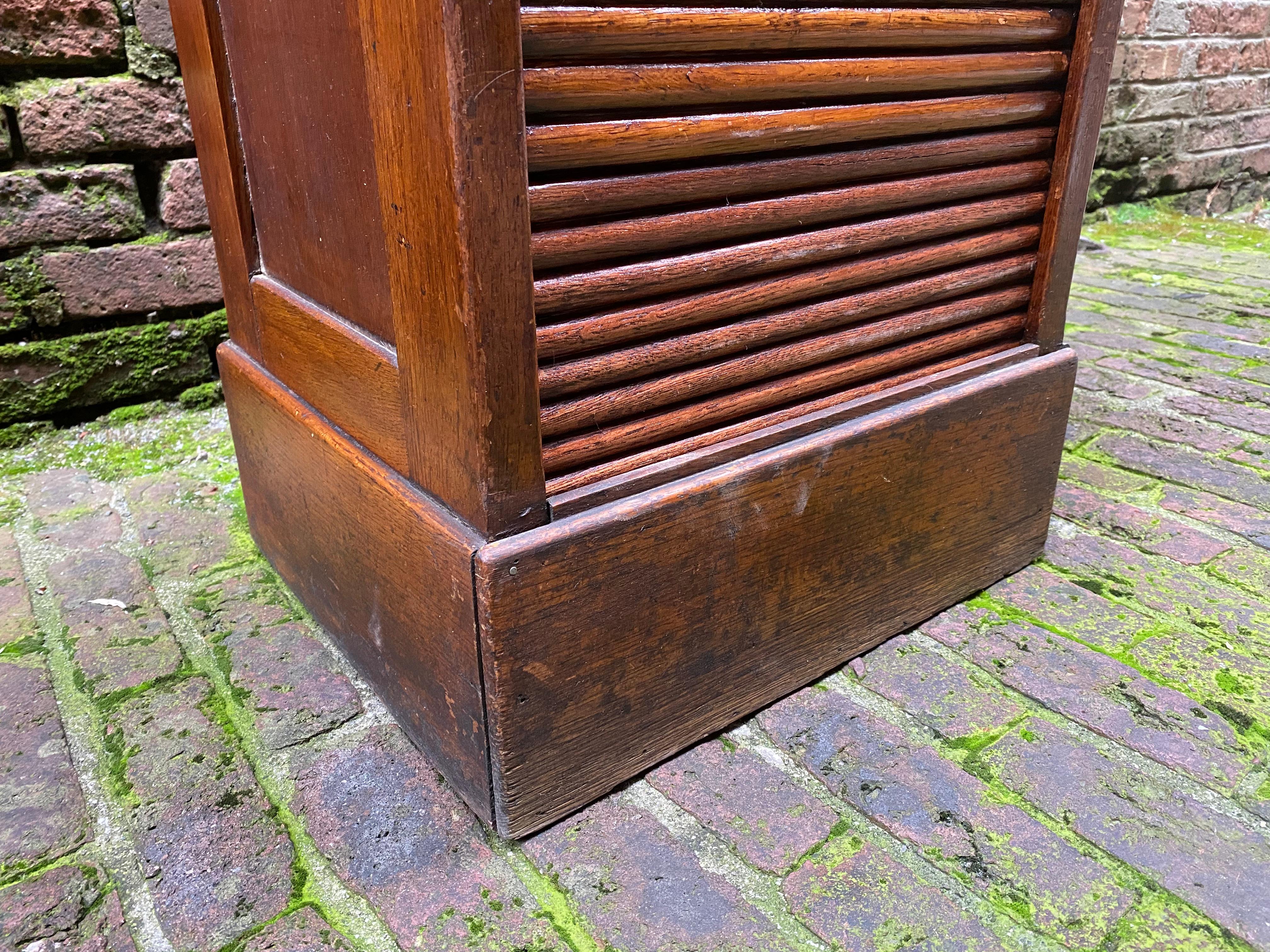 Industrial Oak Tambour File Cabinet 8