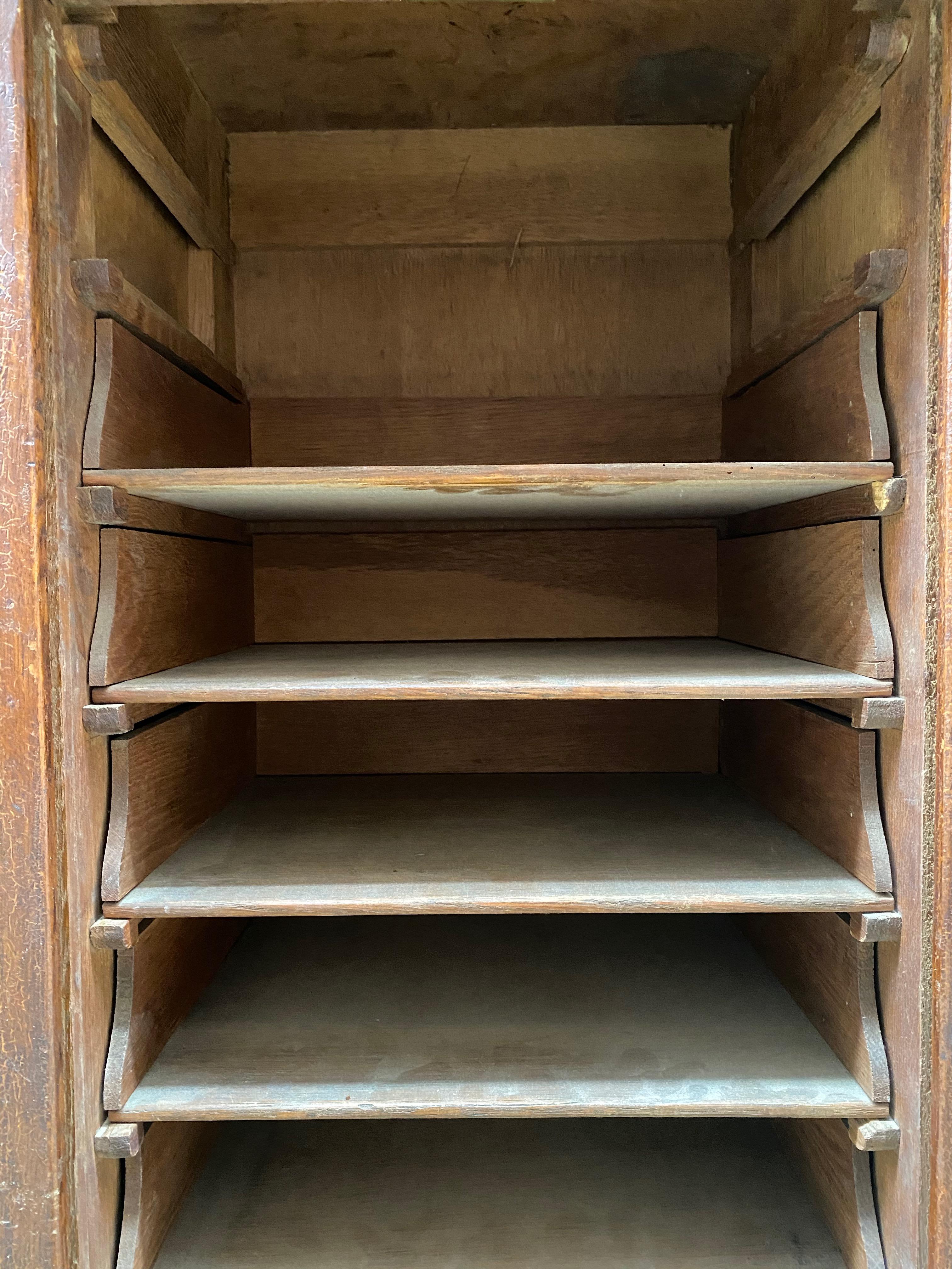 19th Century Industrial Oak Tambour File Cabinet