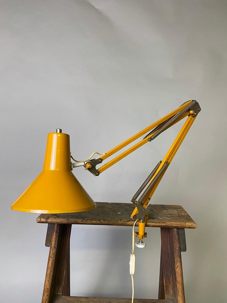 Late 20th Century Industrial Ochreous Desk Lamp with Clamp for Desk/Table or Wall