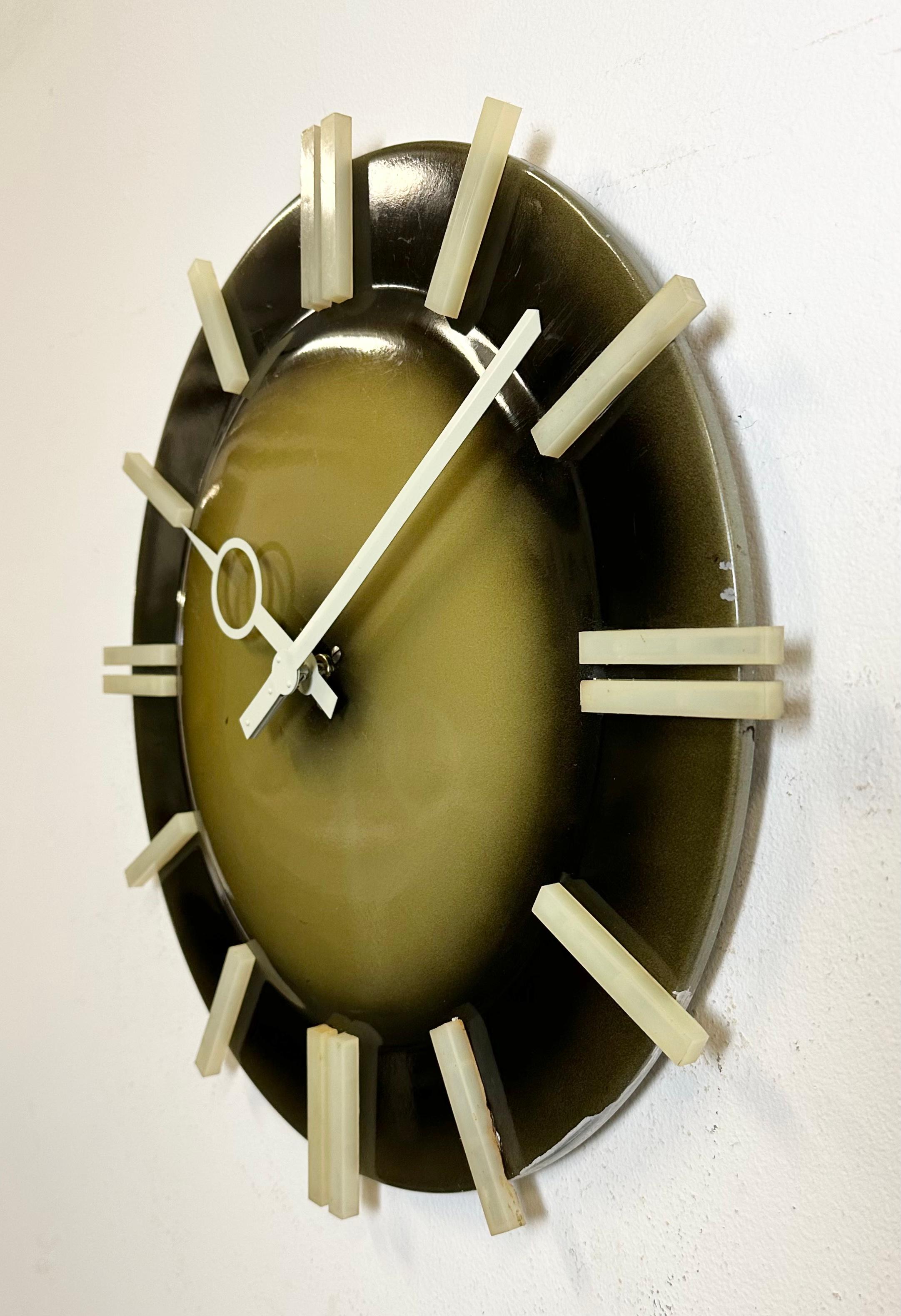 Czech Industrial Office Wall Clock from Pragotron, 1970s For Sale