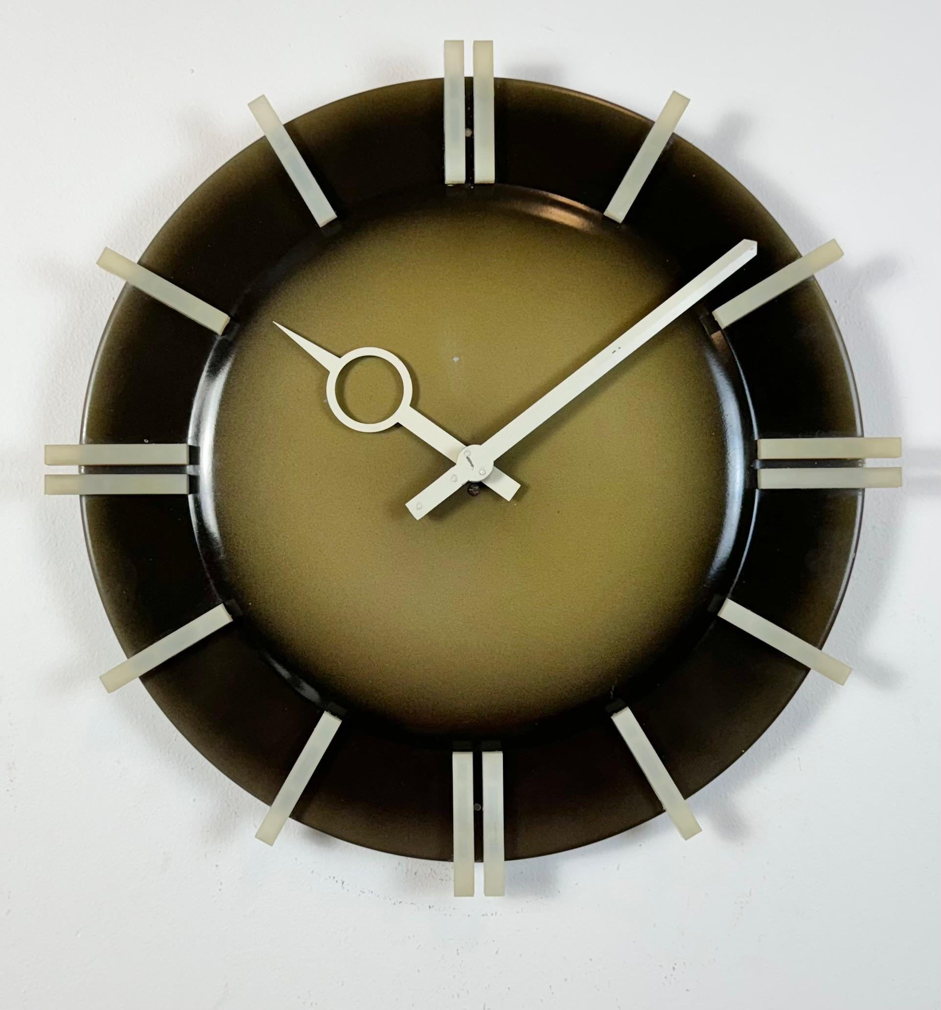 Czech Industrial Office Wall Clock from Pragotron, 1970s For Sale