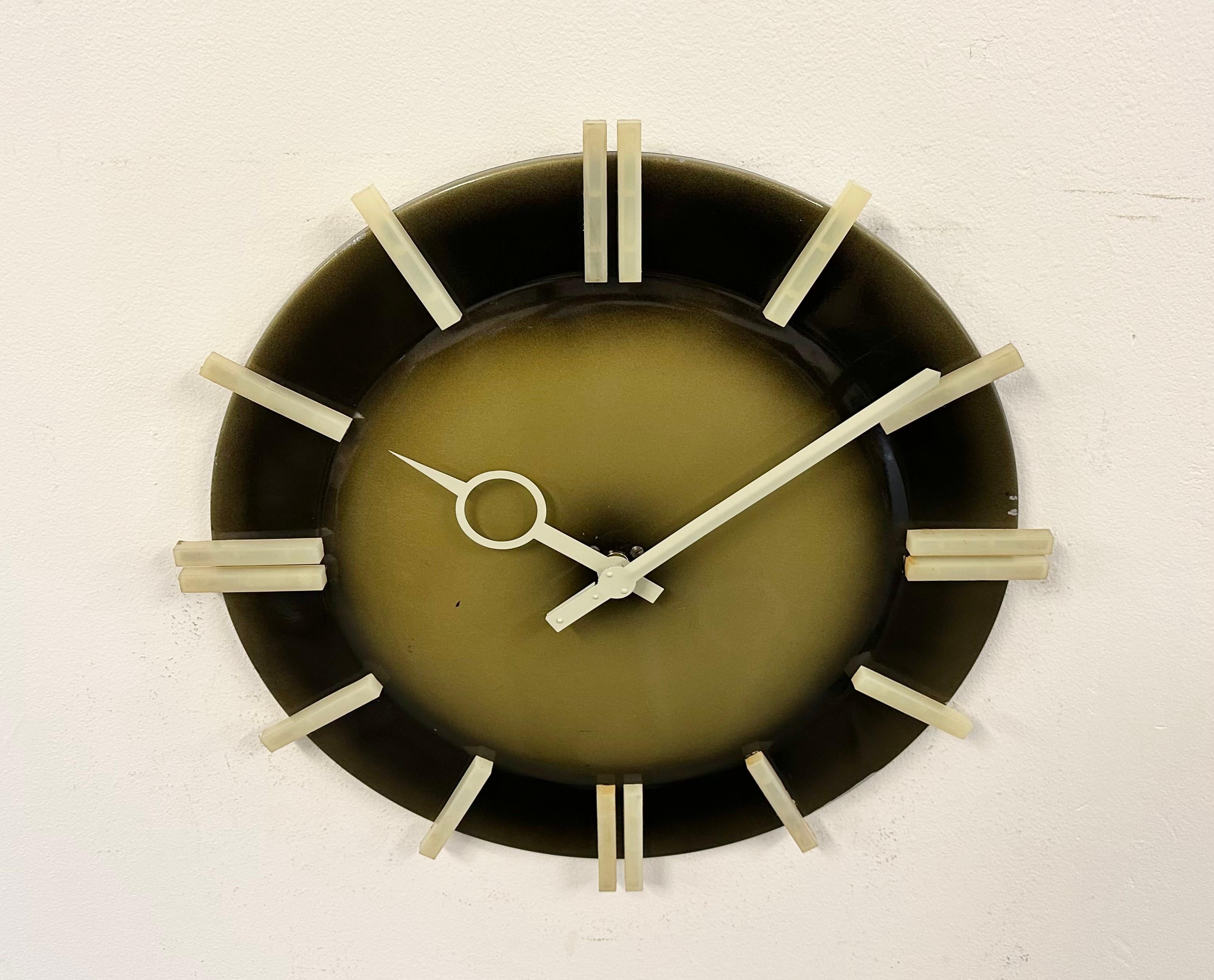 Late 20th Century Industrial Office Wall Clock from Pragotron, 1970s For Sale