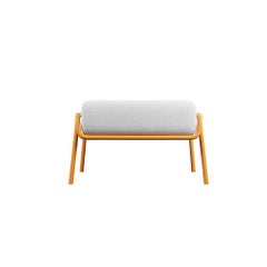 Industrial Orange Finish Ottoman DUV Creme Stoff mit handgefertigt von Murmurio