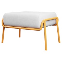 Industrial Orange Finish Ottoman DUV Cream fabric with handcrafted by Murmurio