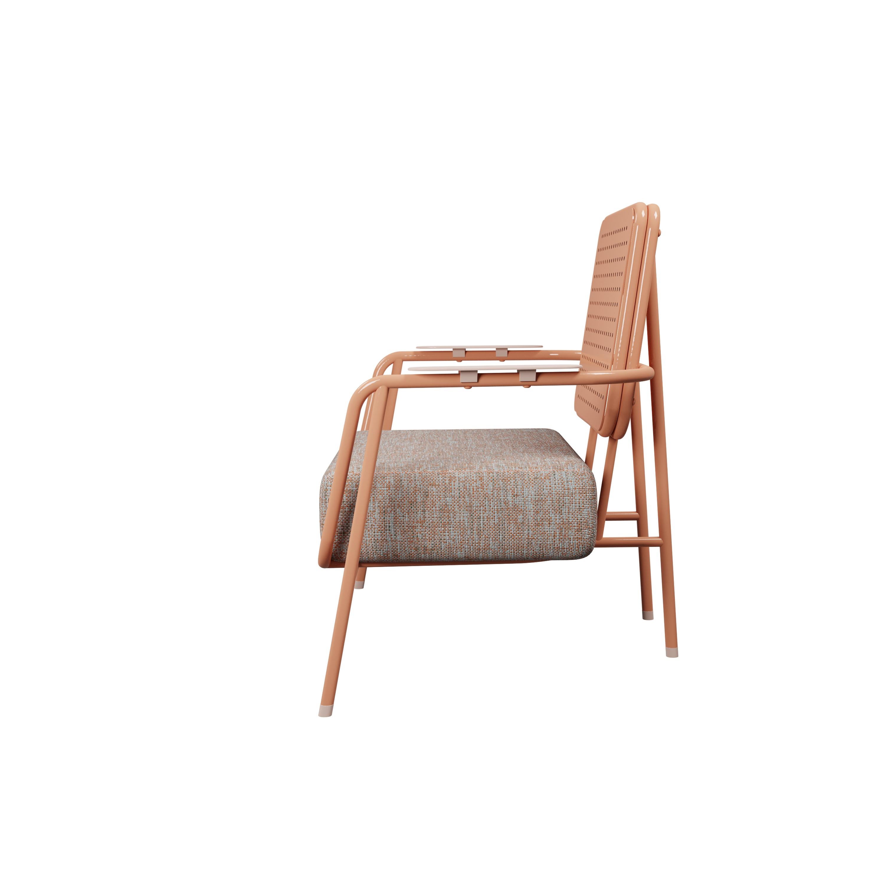 Caning Industrial Outdoor armchair DUV with arms handcrafted by Murmurio For Sale