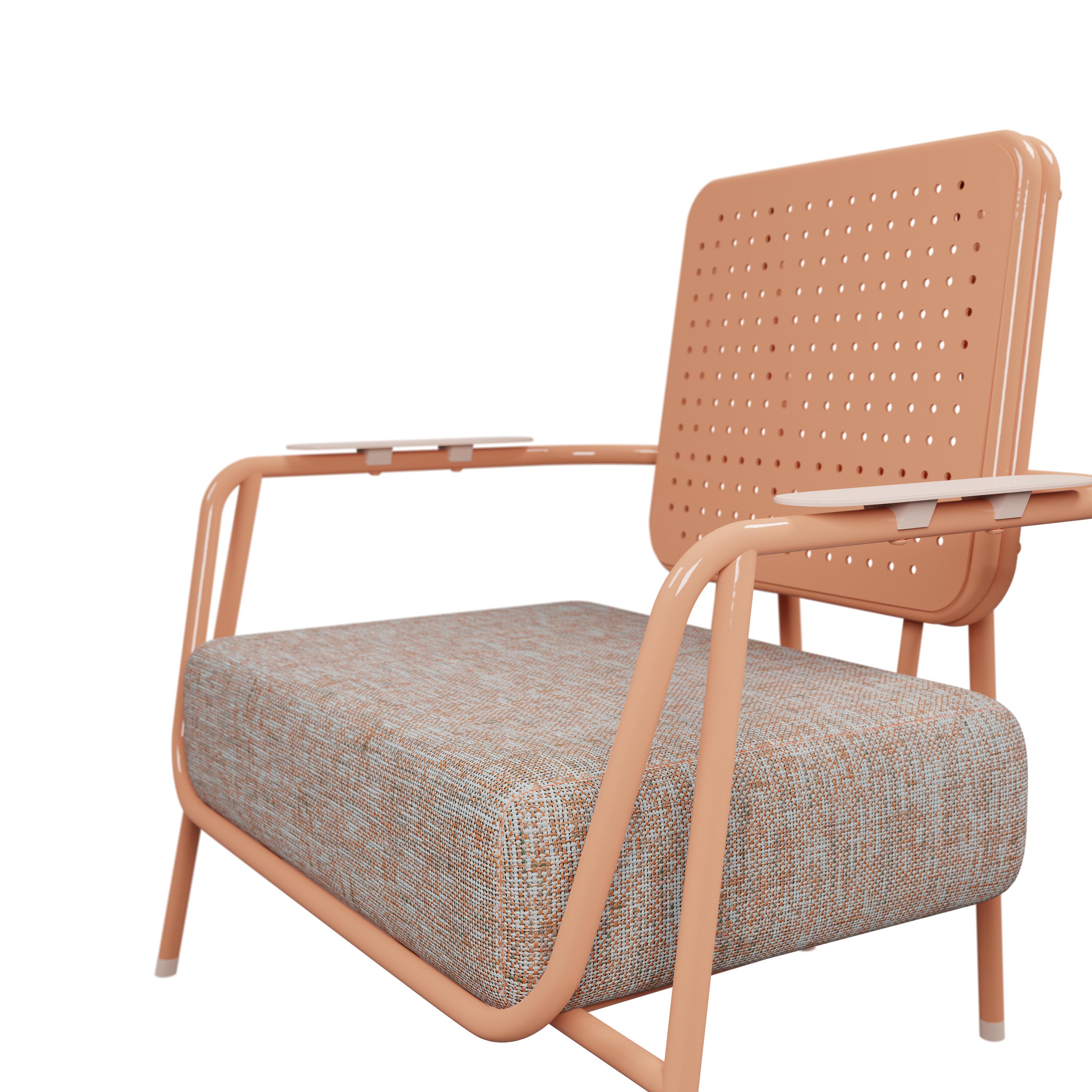Iron Industrial Outdoor armchair DUV with arms handcrafted by Murmurio For Sale