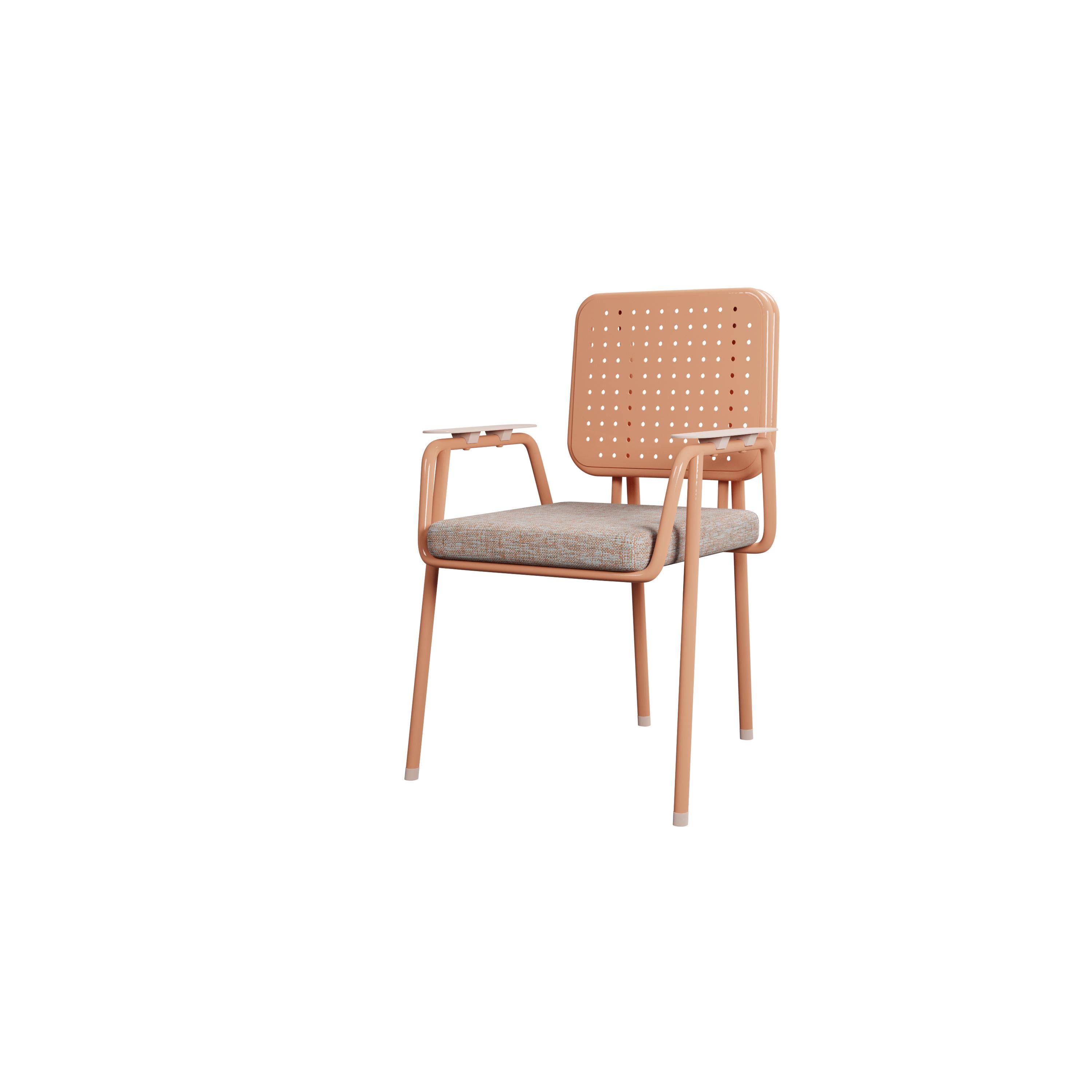 Portuguese Industrial Outdoor chair DUV with arms handcrafted by Murmurio For Sale