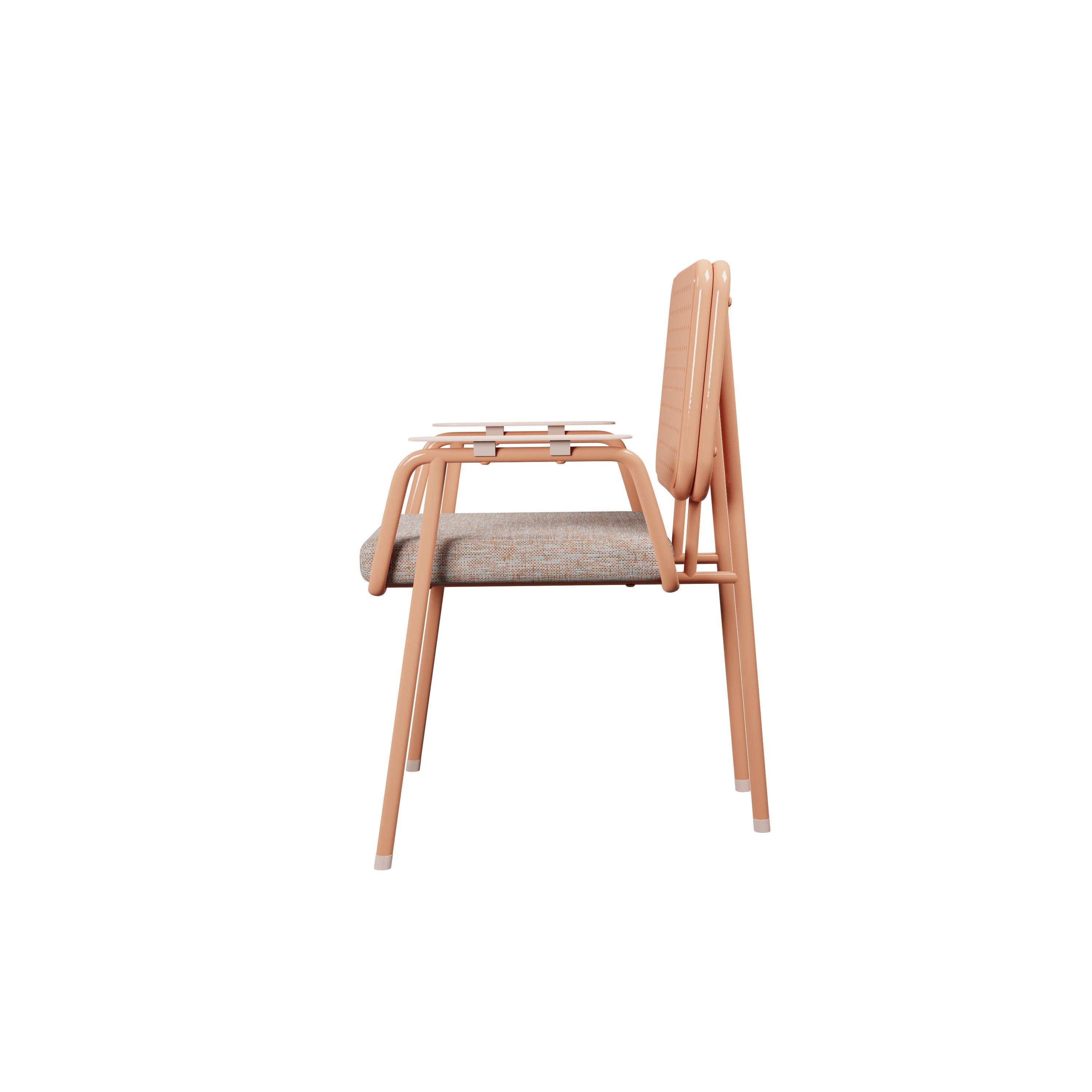 Caning Industrial Outdoor chair DUV with arms handcrafted by Murmurio For Sale