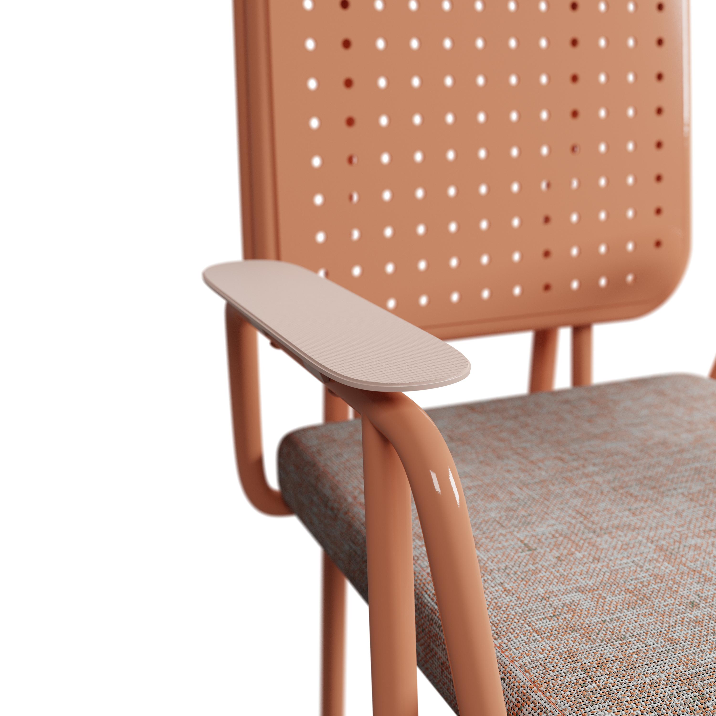Contemporary Industrial Outdoor chair DUV with arms handcrafted by Murmurio For Sale