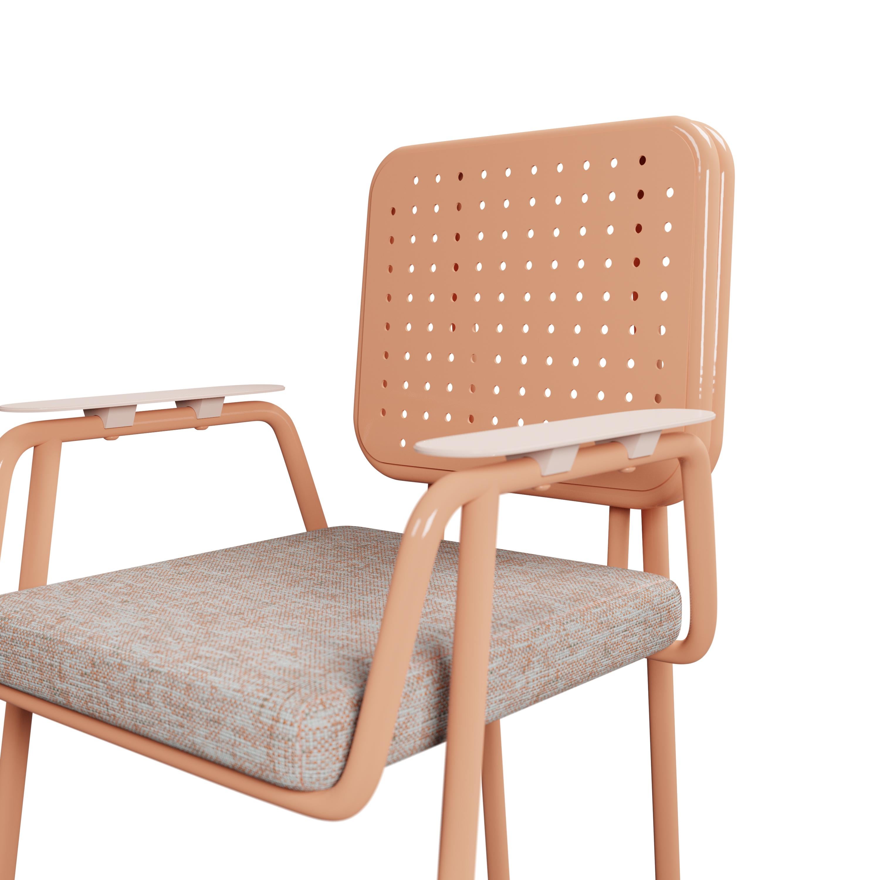 Iron Industrial Outdoor chair DUV with arms handcrafted by Murmurio For Sale