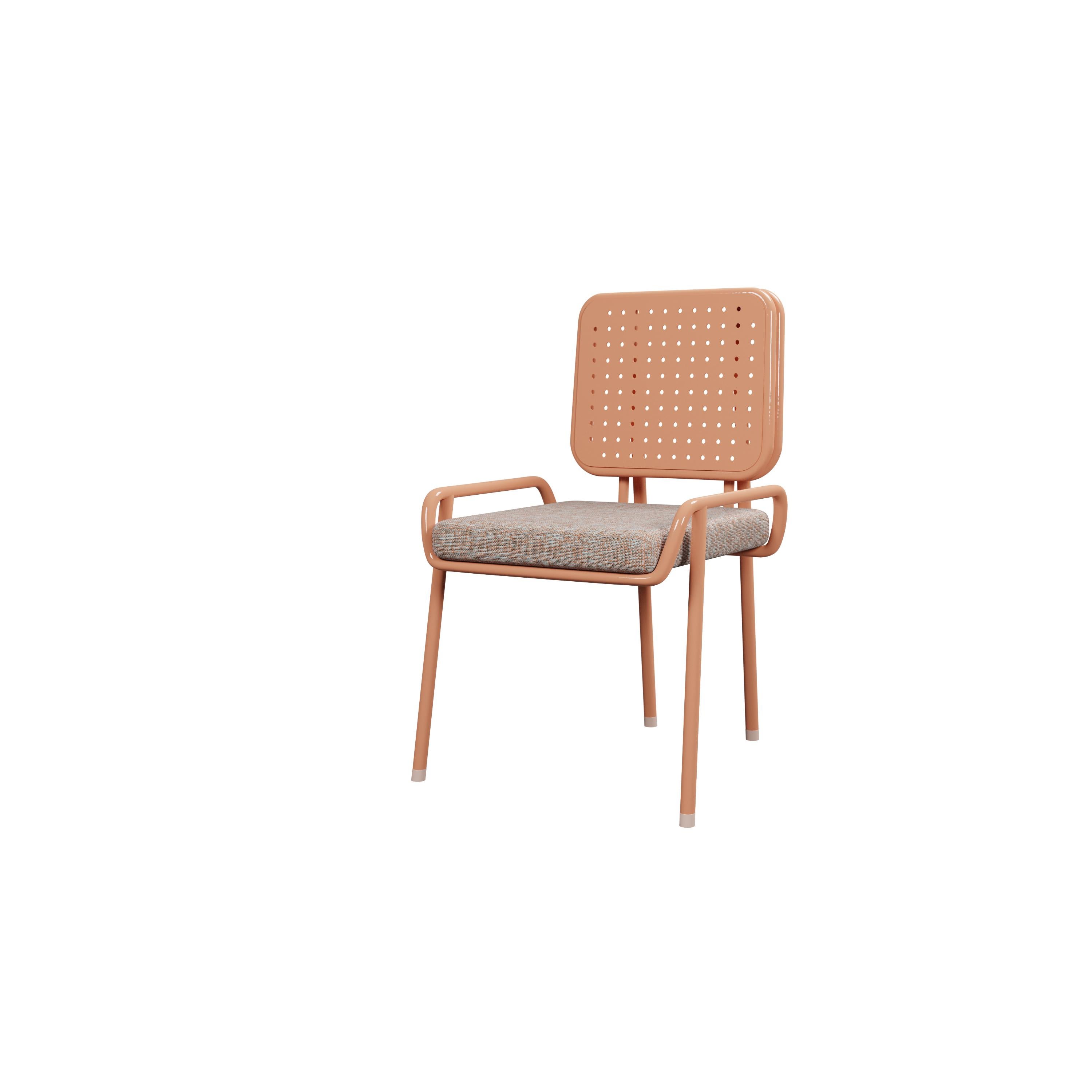 Portuguese Industrial Outdoor chair DUV with half arm handcrafted by Murmurio For Sale