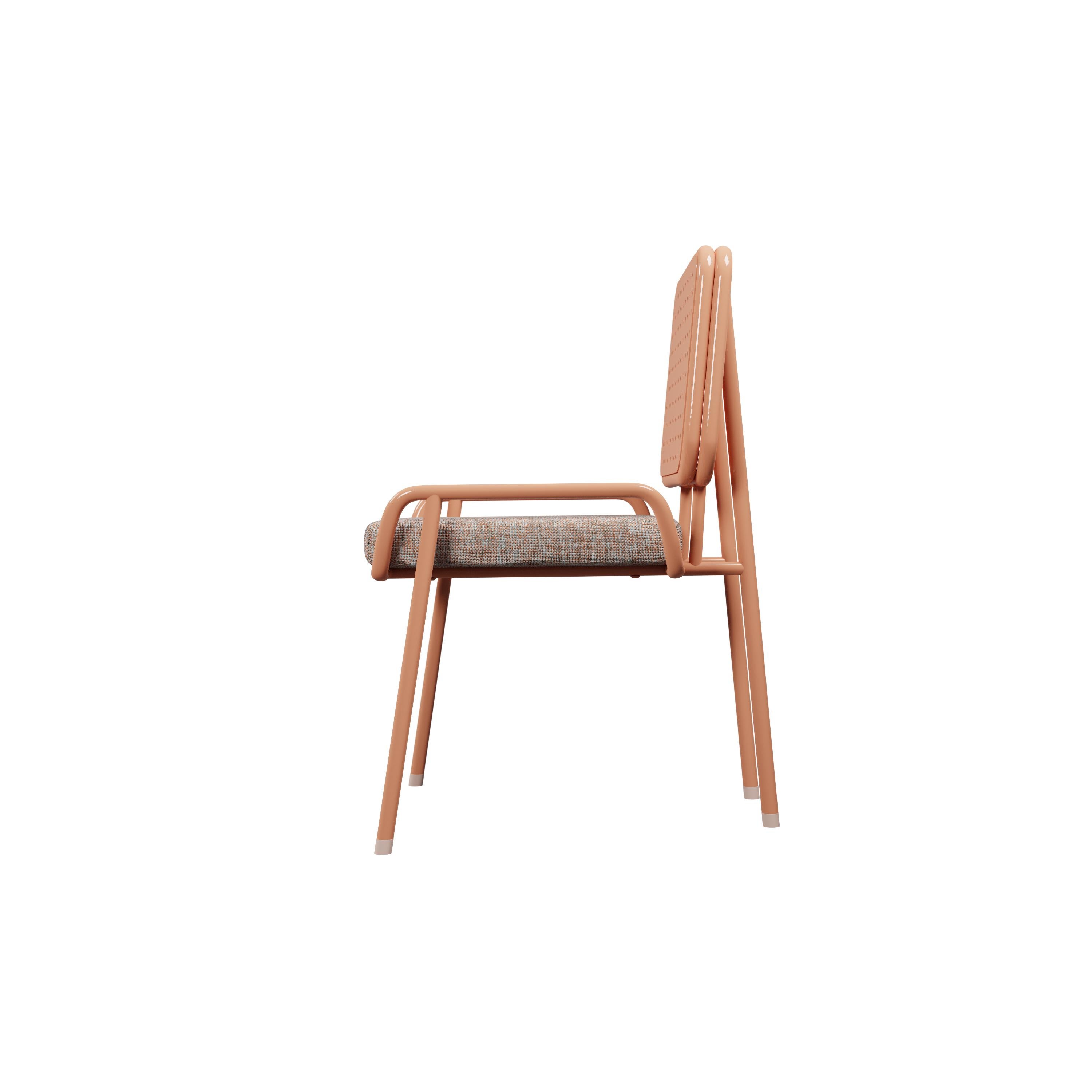 Caning Industrial Outdoor chair DUV with half arm handcrafted by Murmurio For Sale