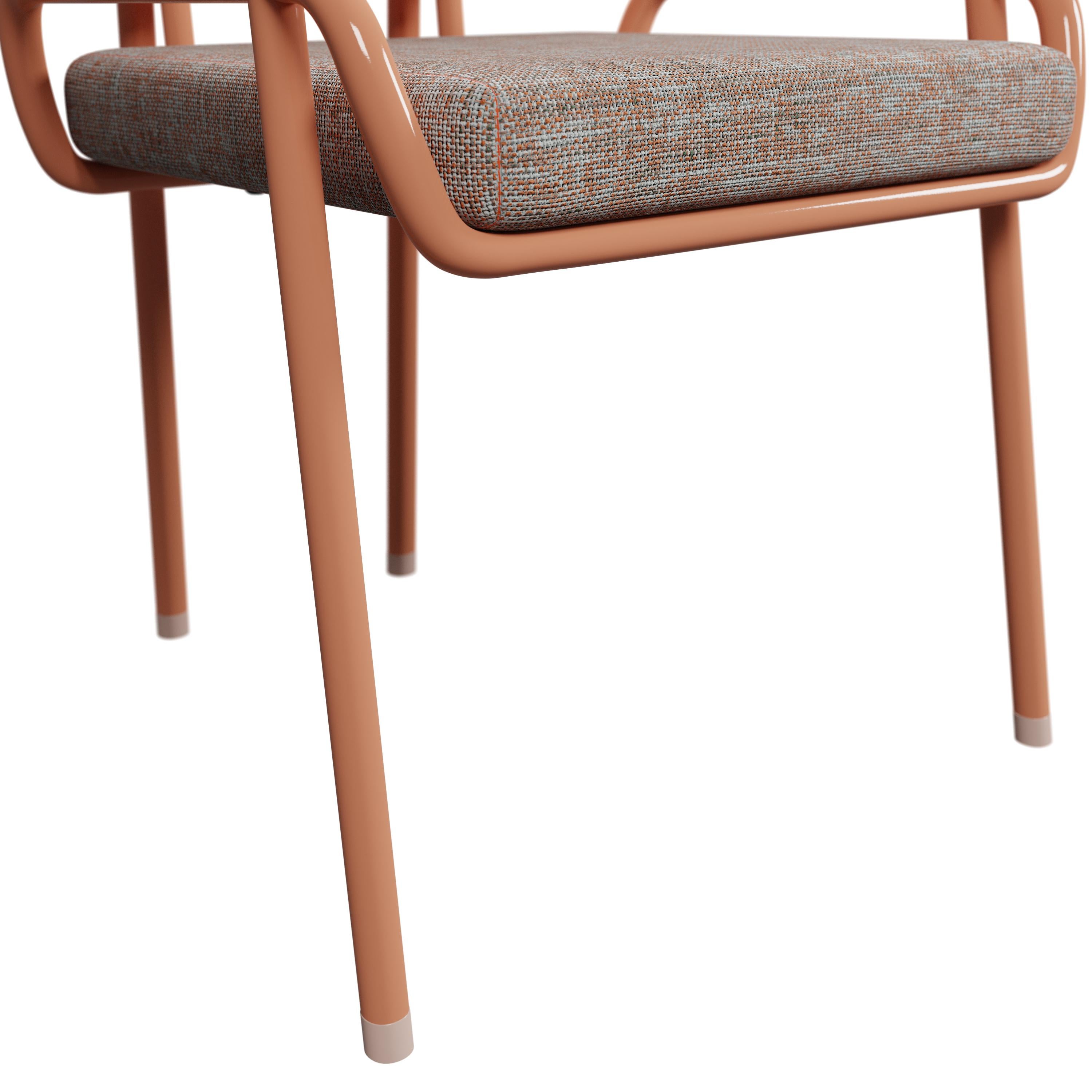 Contemporary Industrial Outdoor chair DUV with half arm handcrafted by Murmurio For Sale