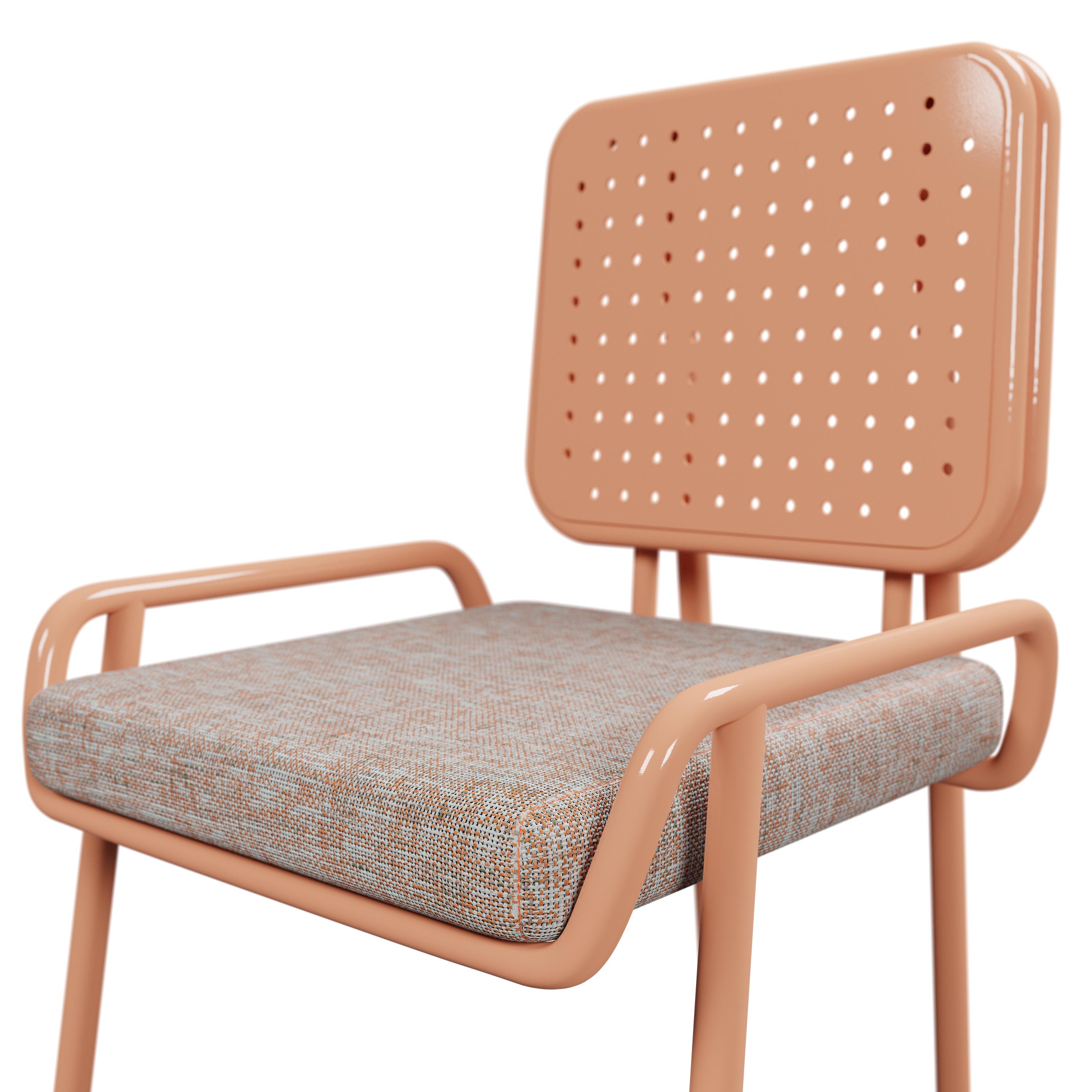 Iron Industrial Outdoor chair DUV with half arm handcrafted by Murmurio For Sale