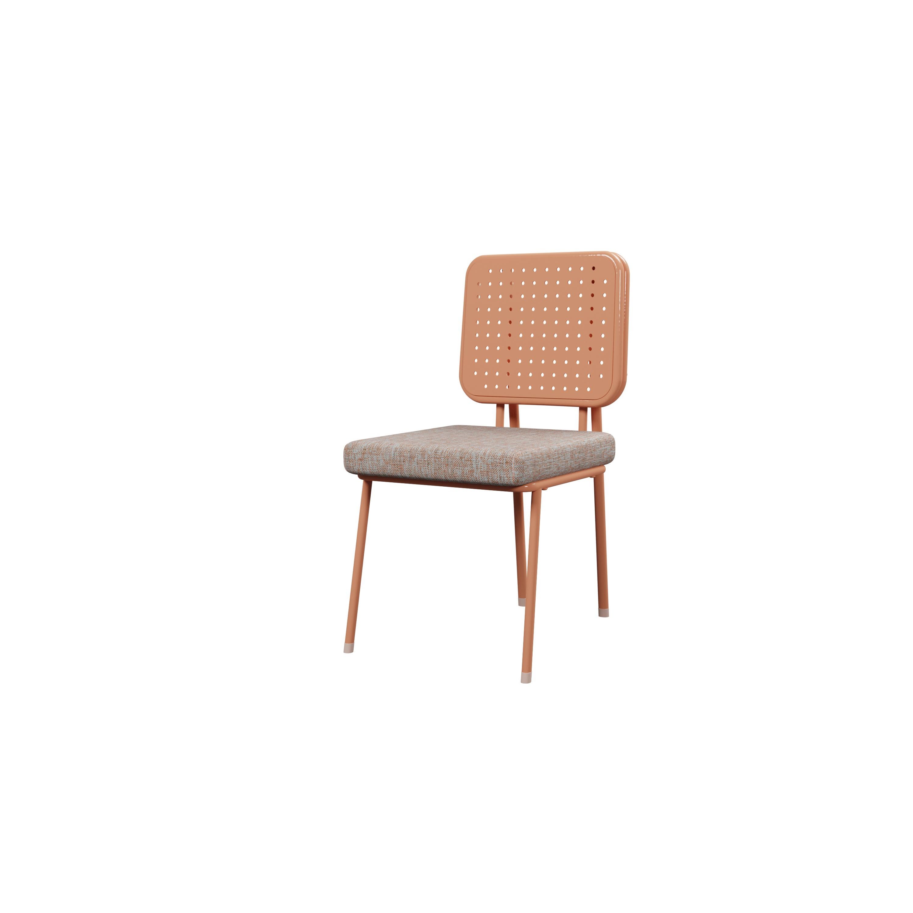Portuguese Industrial Outdoor chair DUV with Orange plain weave handcrafted by Murmurio For Sale