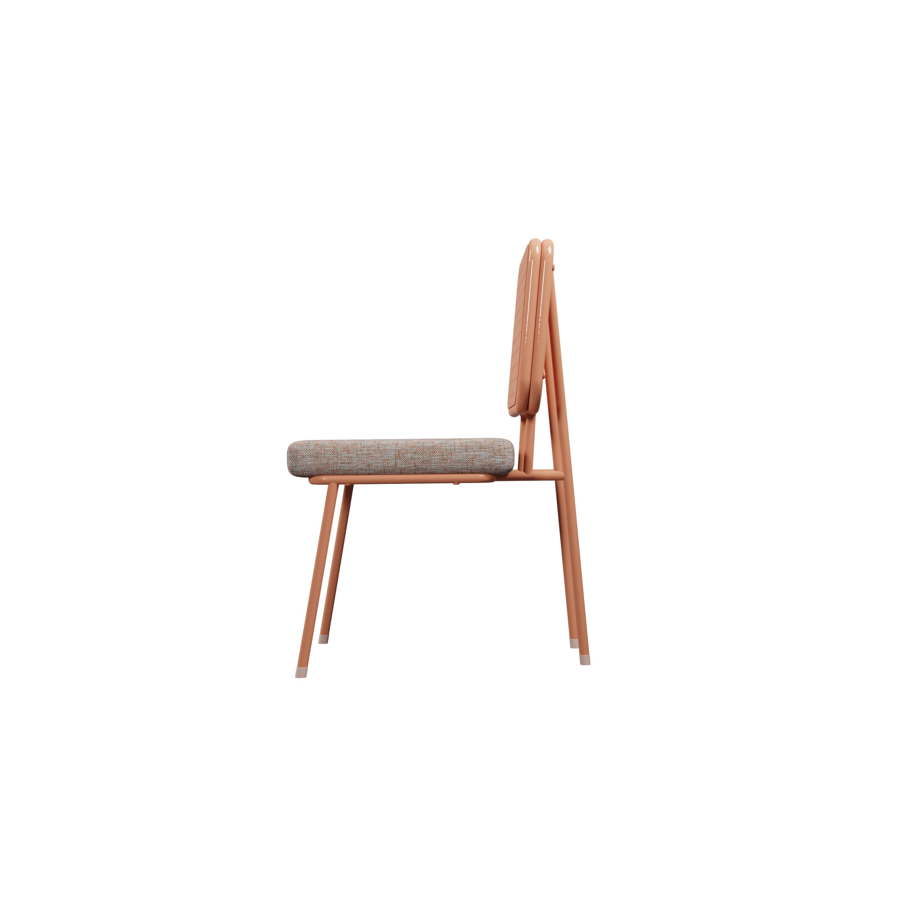Caning Industrial Outdoor chair DUV with Orange plain weave handcrafted by Murmurio For Sale
