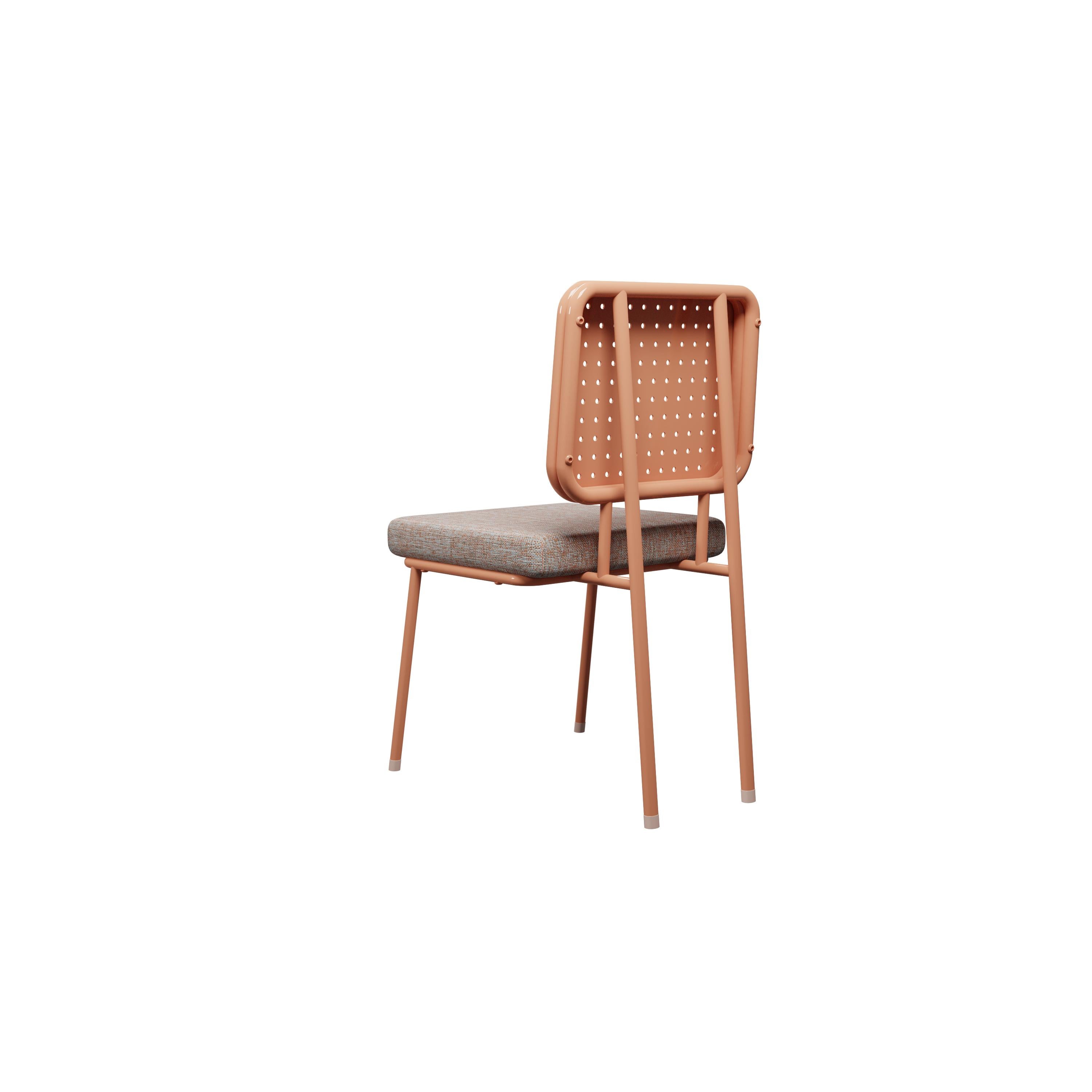 Industrial Outdoor chair DUV with Orange plain weave handcrafted by Murmurio In New Condition For Sale In Lordelo, PT