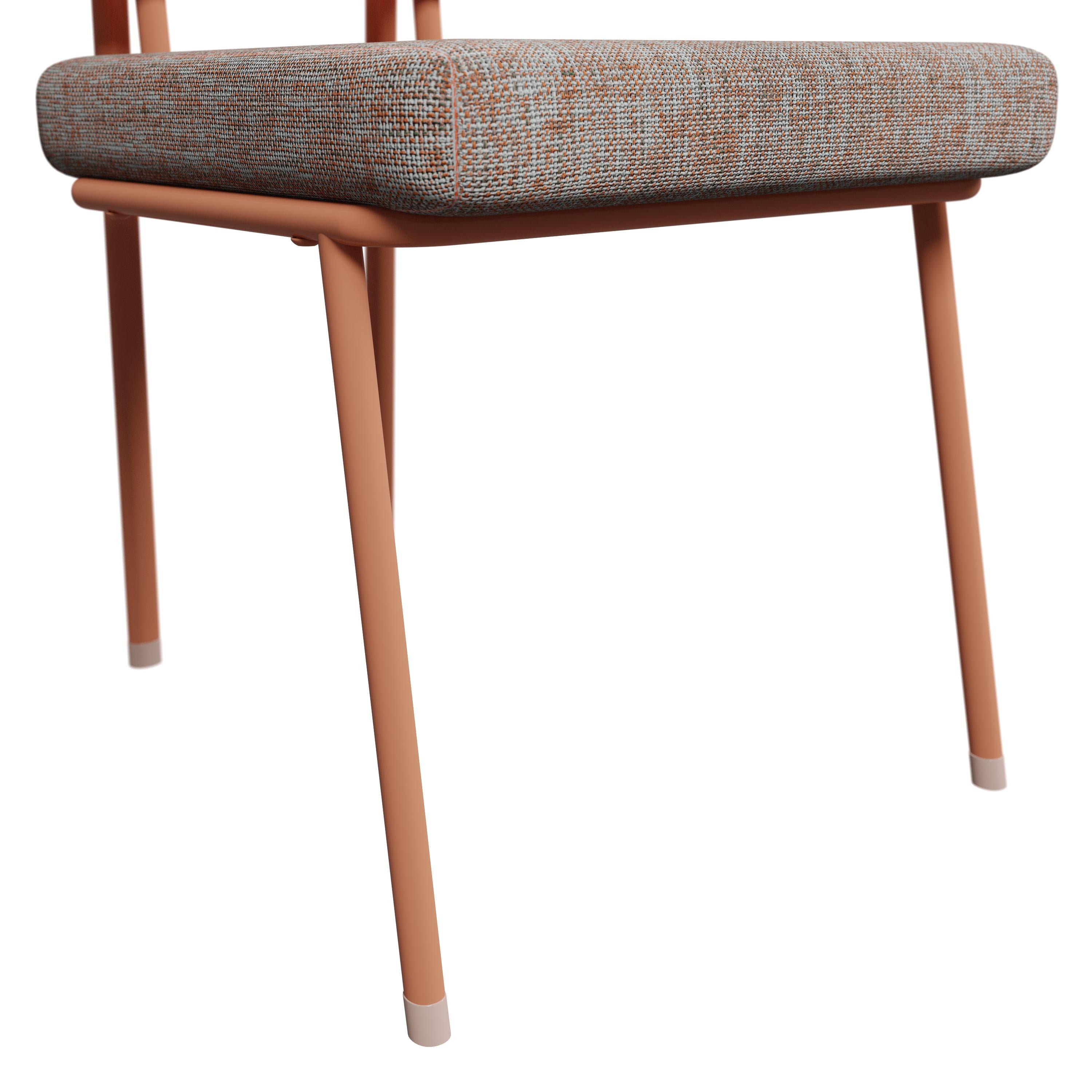 Contemporary Industrial Outdoor chair DUV with Orange plain weave handcrafted by Murmurio For Sale