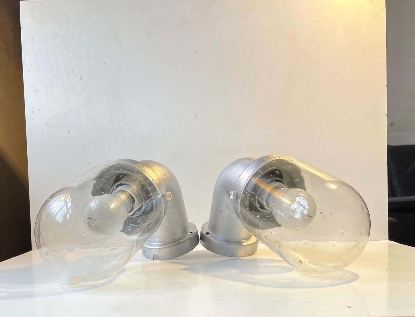 Industrial Outdoor Pipe Wall Sconces by LB Lyskær, Danish, 1970s In Good Condition For Sale In Esbjerg, DK