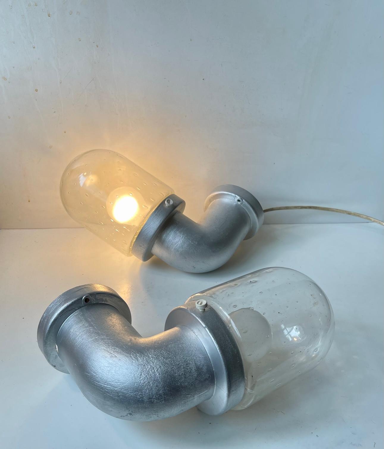 Late 20th Century Industrial Outdoor Pipe Wall Sconces by LB Lyskær, Danish, 1970s For Sale