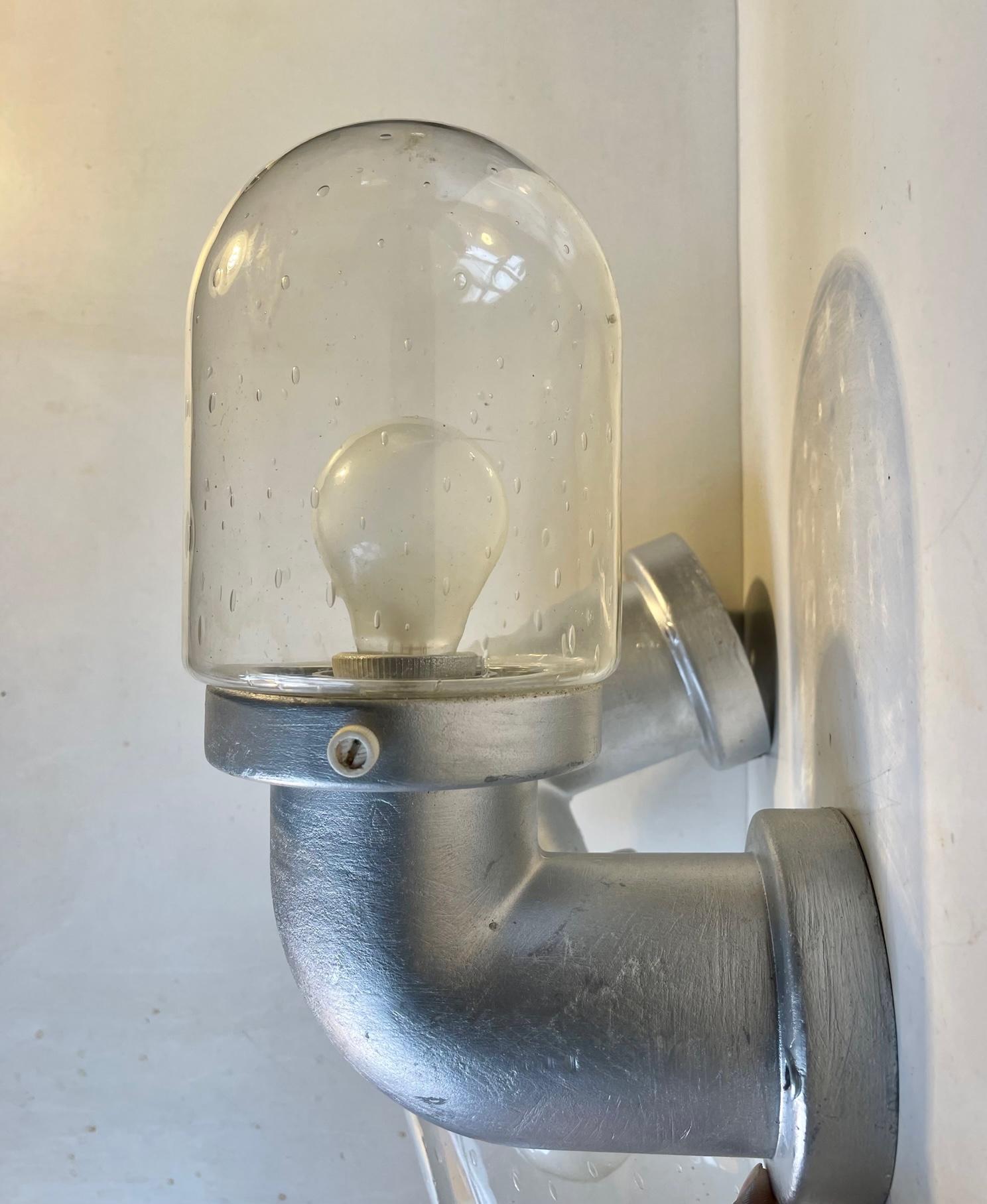 Industrial Outdoor Pipe Wall Sconces by LB Lyskær, Danish, 1970s For Sale 1